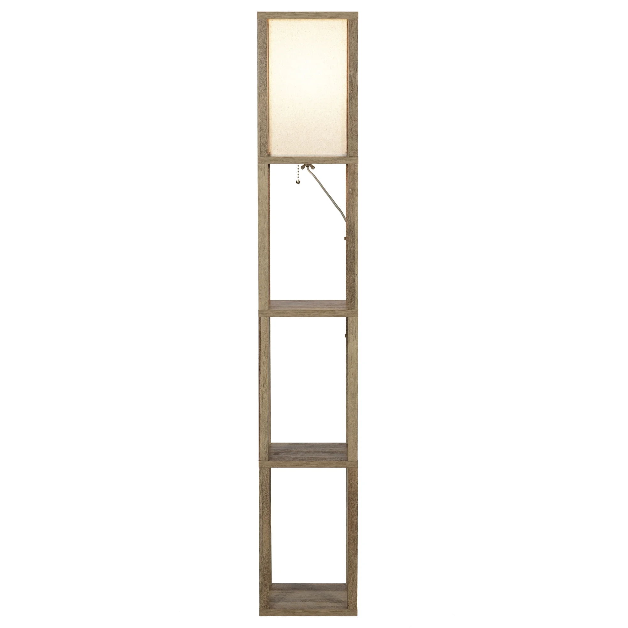 Better Homes & Gardens 62.25" Modern Pull Chain Weathered Floor Lamp with Natural Square Shade - Image 2