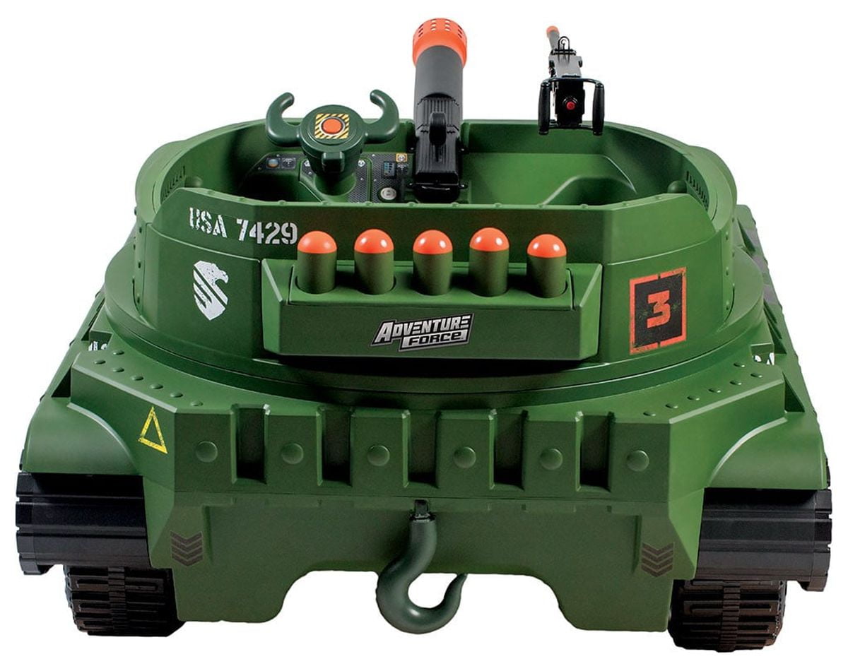 NEW EXCLUSIVE Adventure Force 24 Volt Thunder Tank GREEN Ride-On With Working Cannon and Rotating Turret! For Boys & Girls Ages 3 and up - Image 2