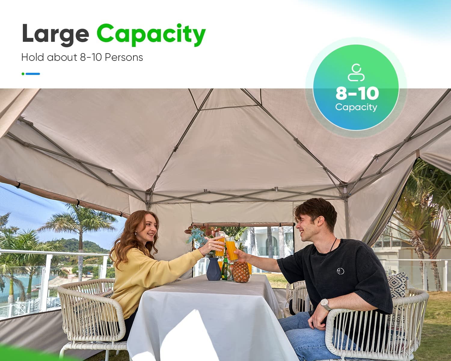 Quictent Privacy 10'x10’Pop up Canopy Tent with Sidewalls Enclosed Instant Gazebo Shelter Waterproof (Beige) - Image 2