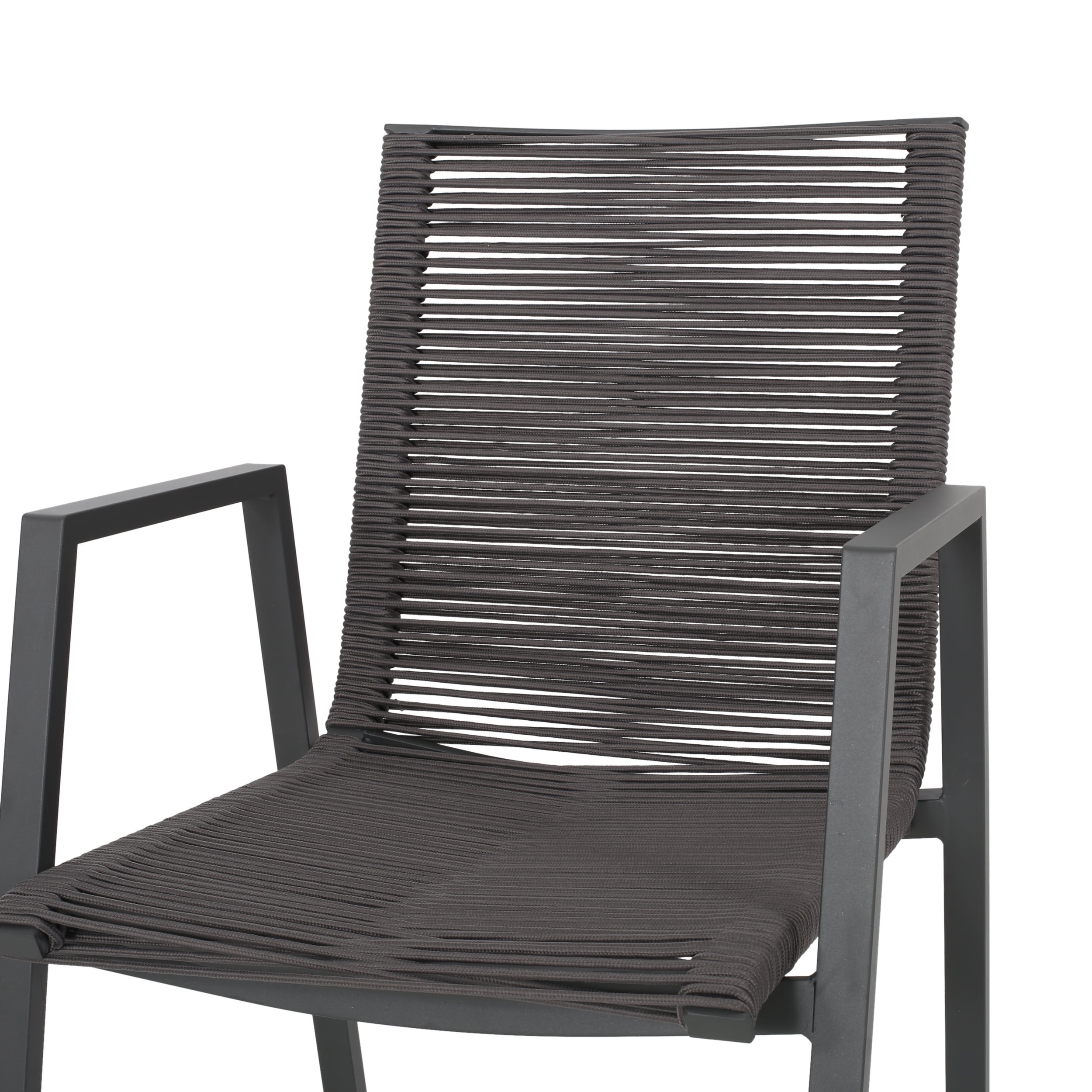 Noble House Deloris Outdoor Aluminum Dining Chair in Gray (Set of 2) - Image 4