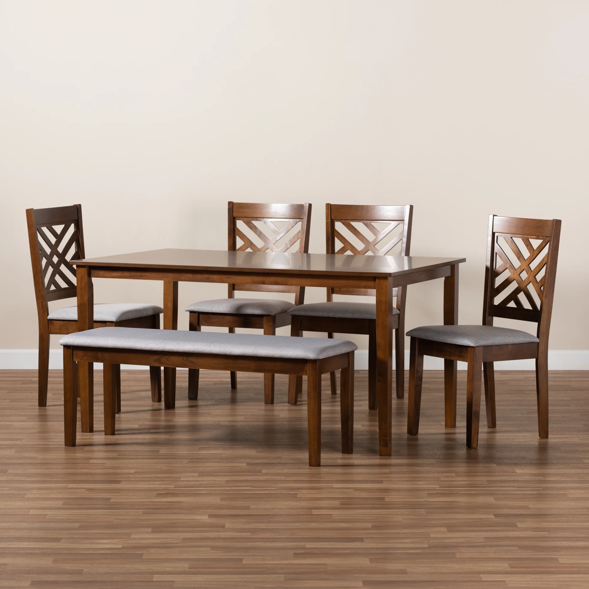Baxton Studio Gustavo Modern Dining Set, Walnut - Image 5