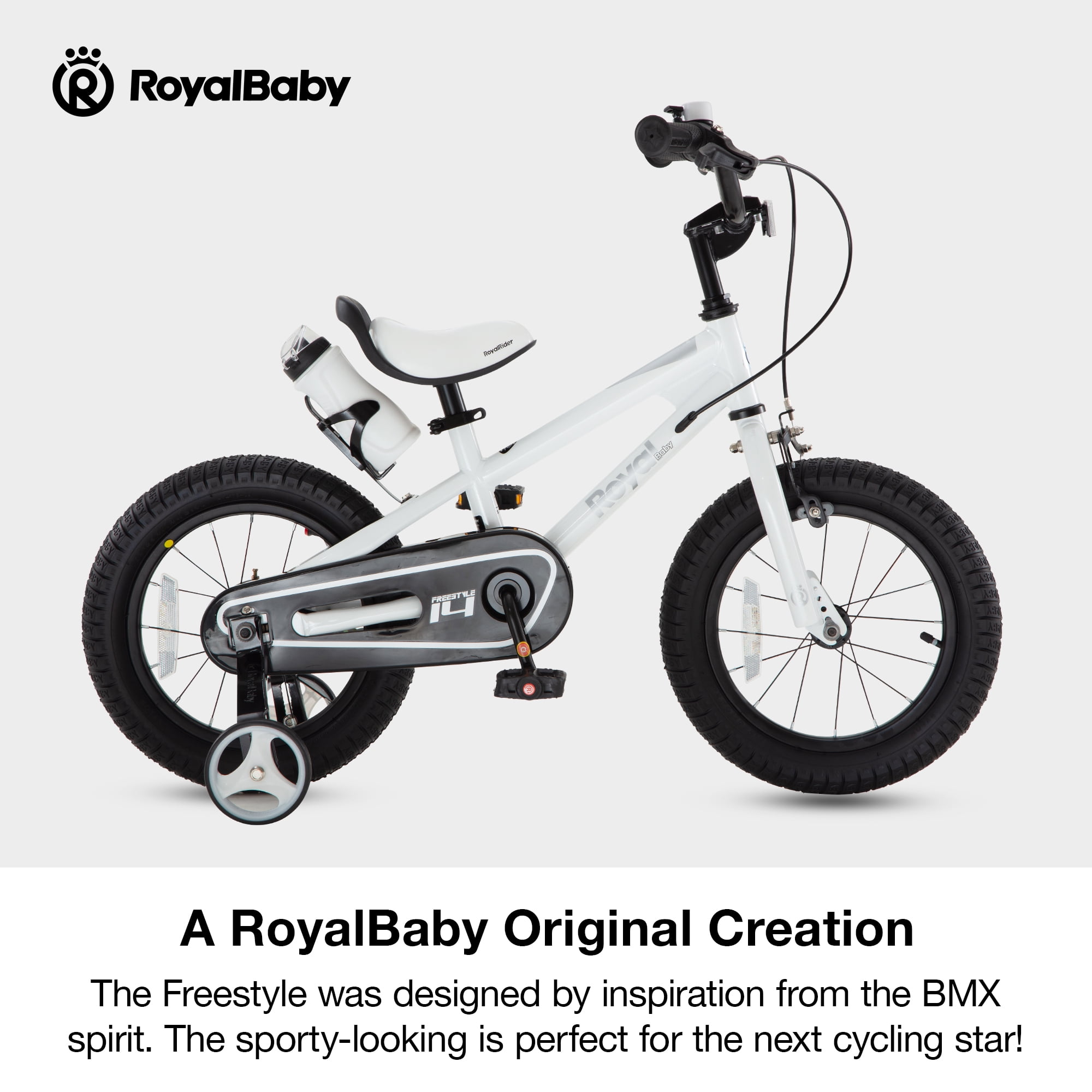 Royalbaby Boys Girls Kids Bike 16 In BMX Freestyle White 2 Hand Brakes Bicycles with Training Wheels Child Bicycle - Image 13