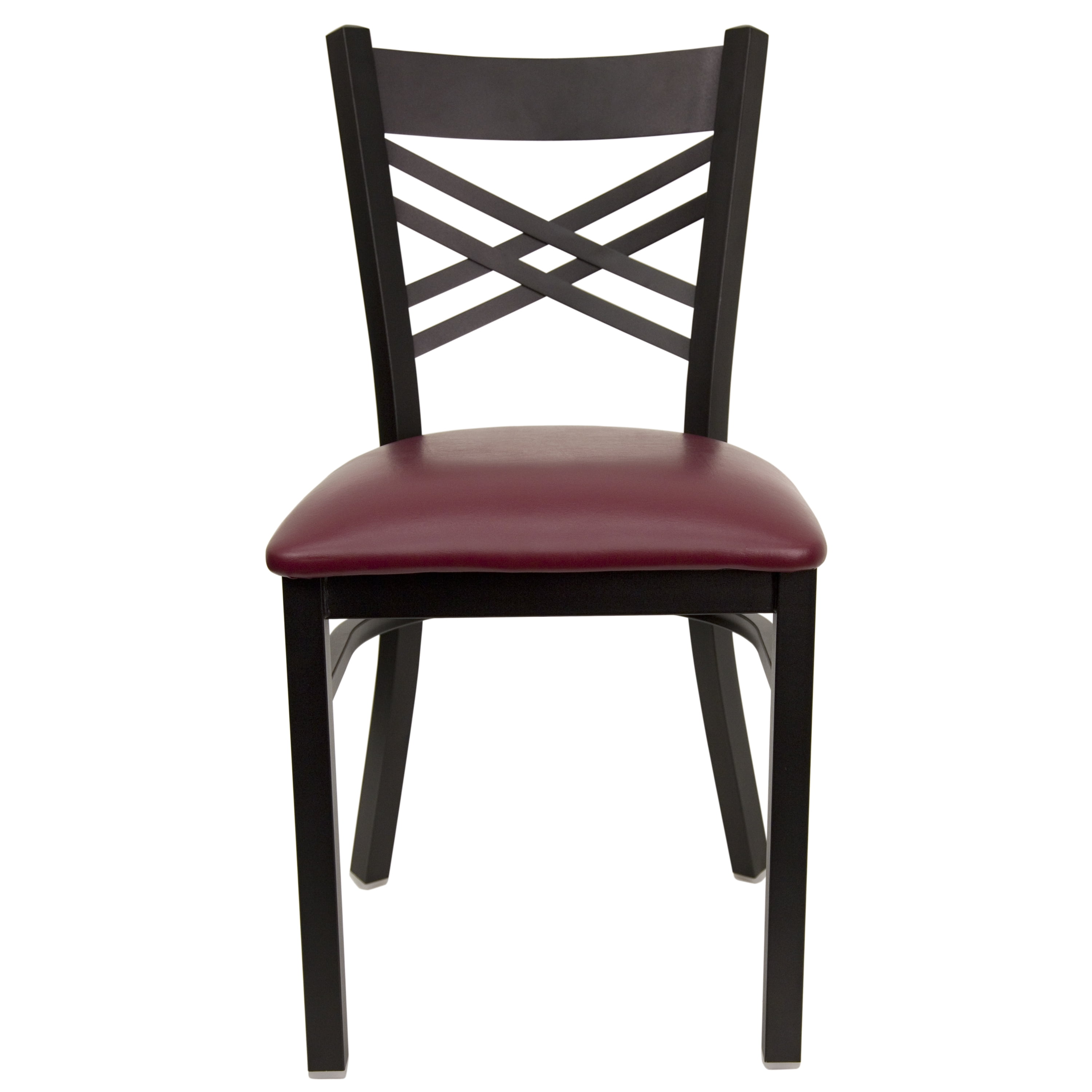 Flash Furniture HERCULES Series Black ''X'' Back Metal Restaurant Chair - Burgundy Vinyl Seat - Image 8