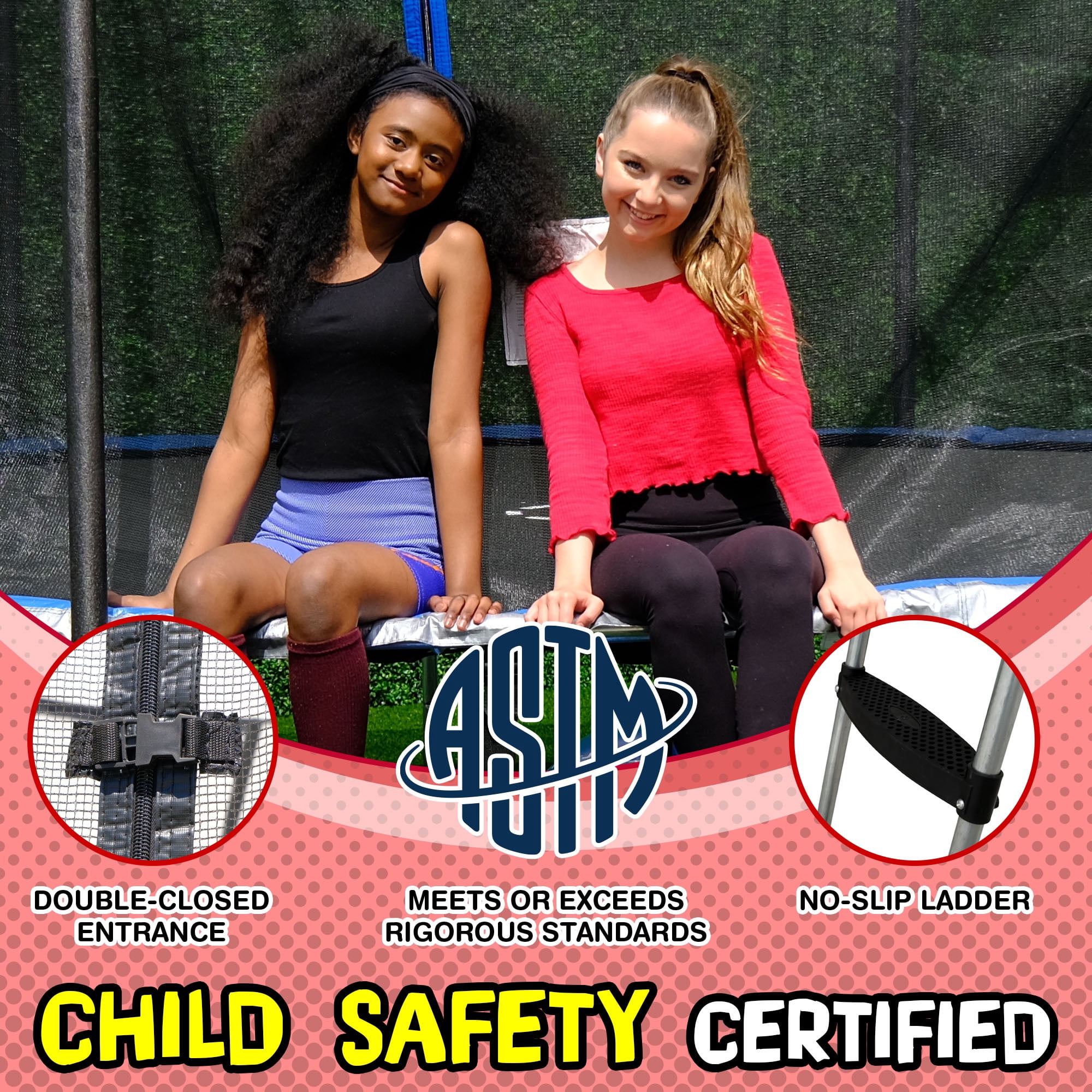 Sportspower TruJump PRO Trampoline 12FT with Curved Pole Enclosure & Jump Mat with Lifetime Warranty, AST - Image 3