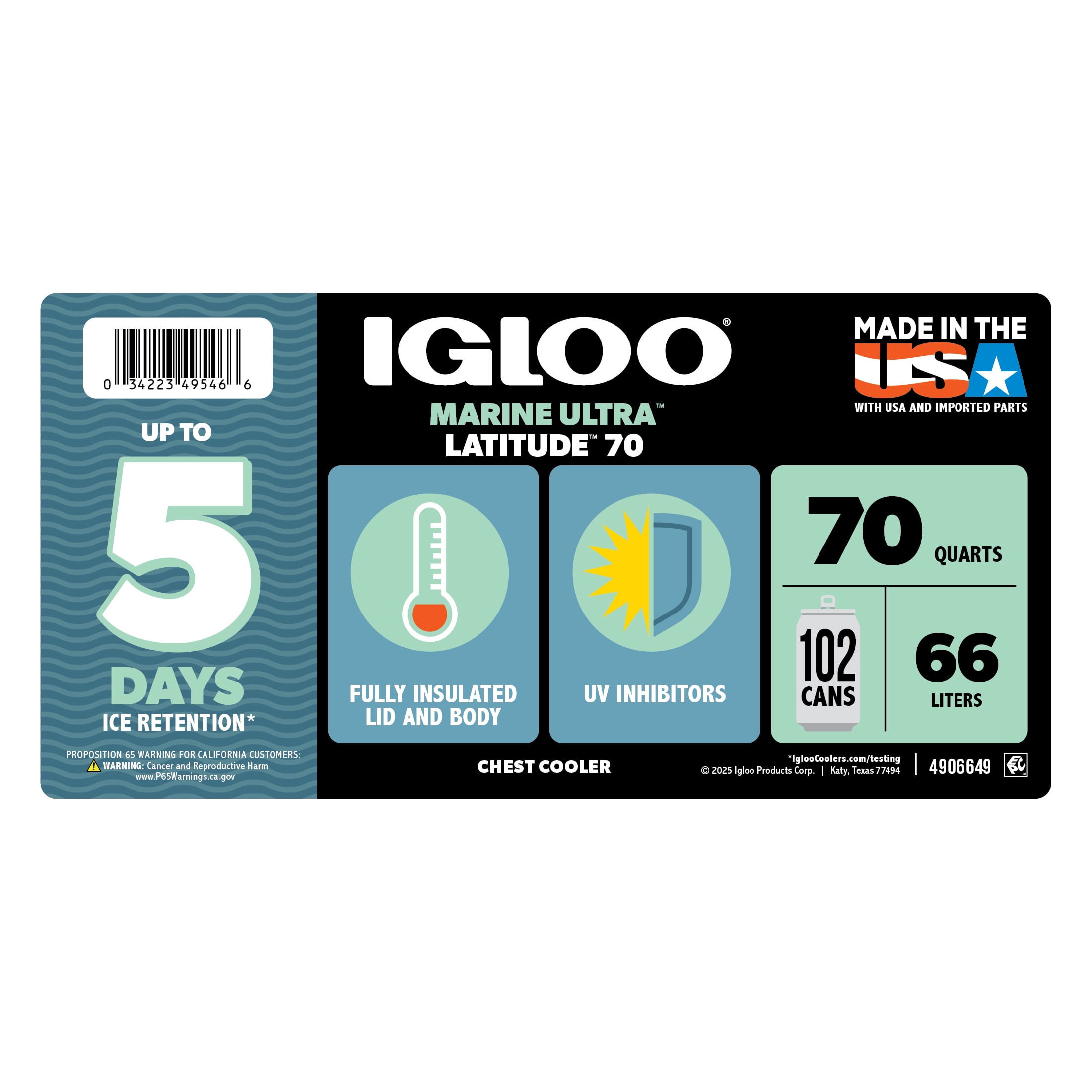 Igloo 70 QT Latitude Marine Ultra Cooler, White and Moonscape Gray - Image 12