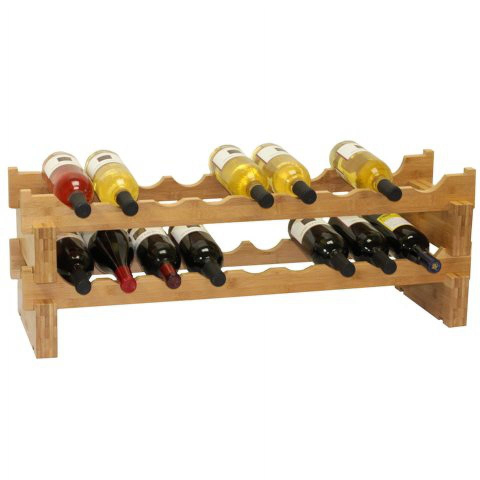 Oceanstar 18-Bottle Stackable Bamboo Wine Rack - Image 2