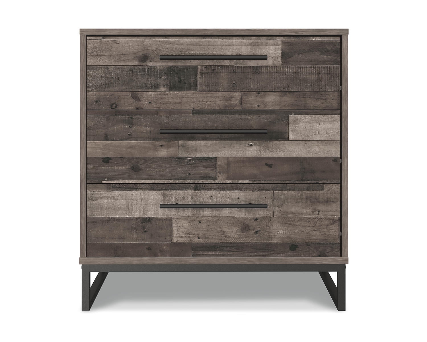 Signature Design by Ashley Neilsville Industrial 3 Drawer Chest of Drawers, Butcher Block Gray - Image 2