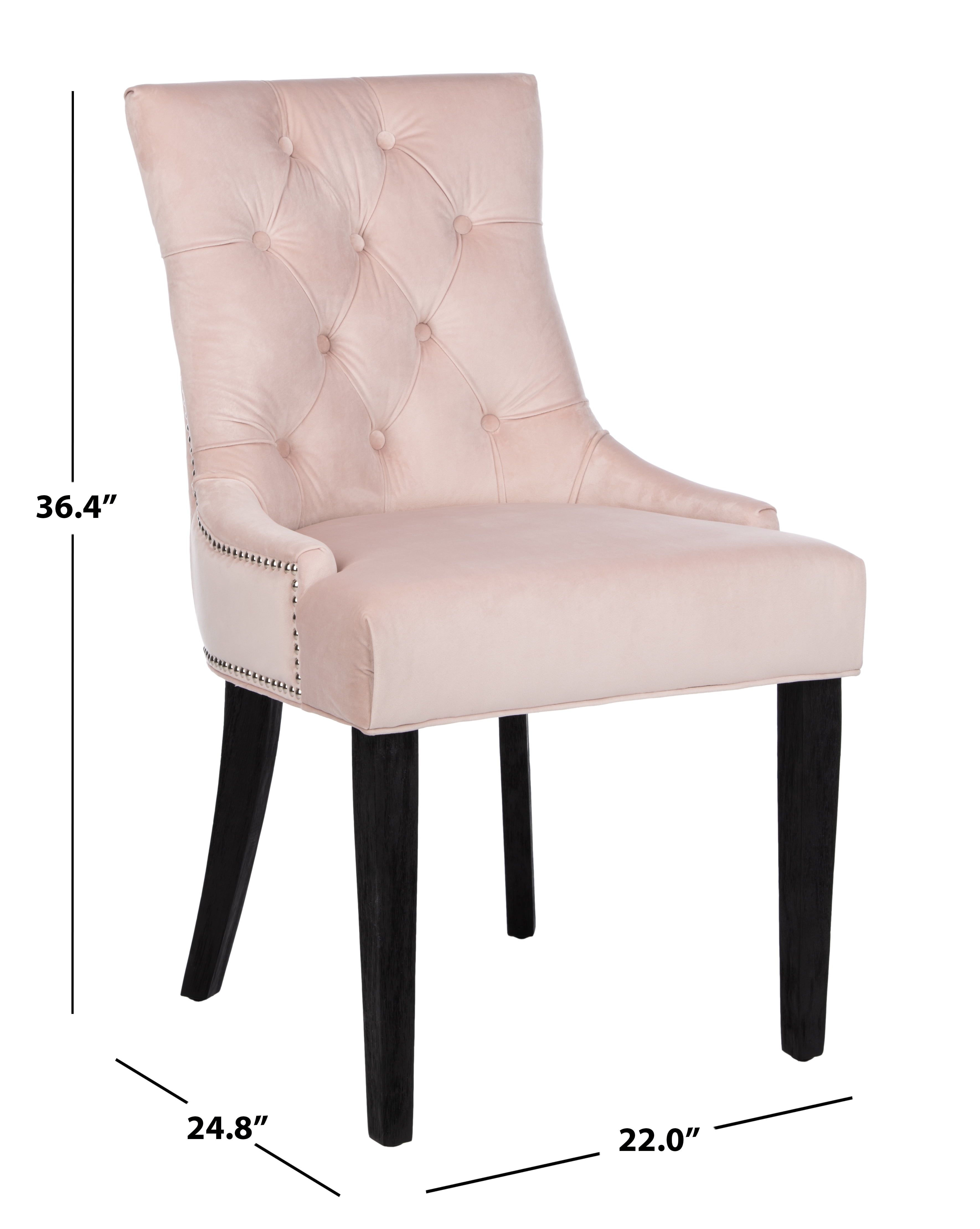 SAFAVIEH Harlow Glam Tufted Ring Chair with Silver Nailheads, Set of 2, Blush Pink - Image 10