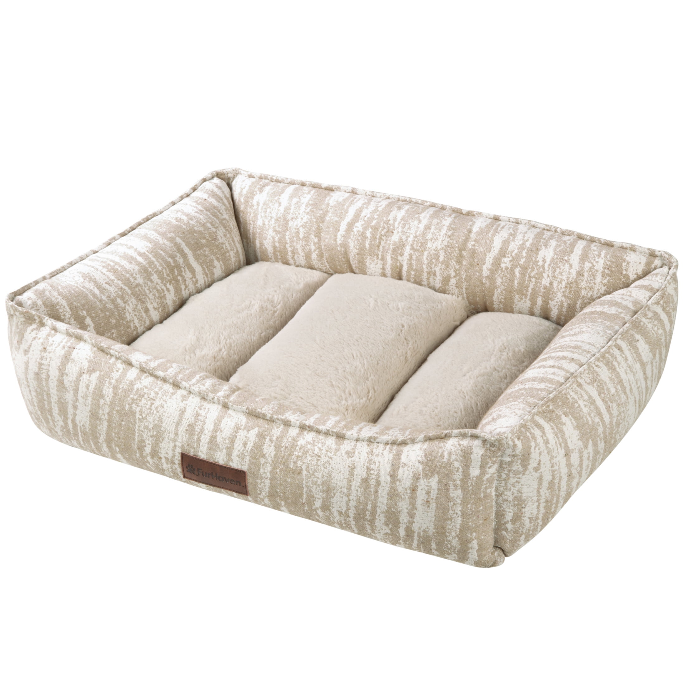 Furhaven Pet Products Medium Overstuffed Cozy Couch Non-Slip Dog & Cat Bed, 27"x21", Taupe - Image 4