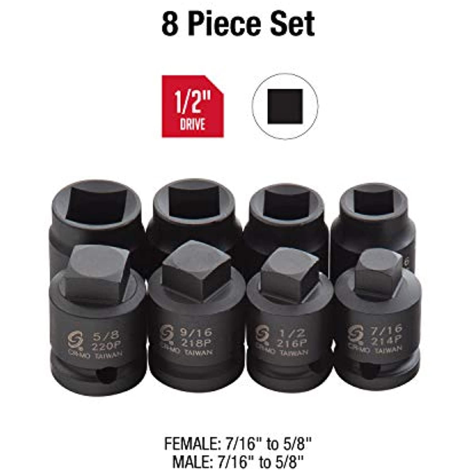 Sunex 2841 8-Piece 1/2 in. Drive Pipe Plug Impact Socket Set - Image 3