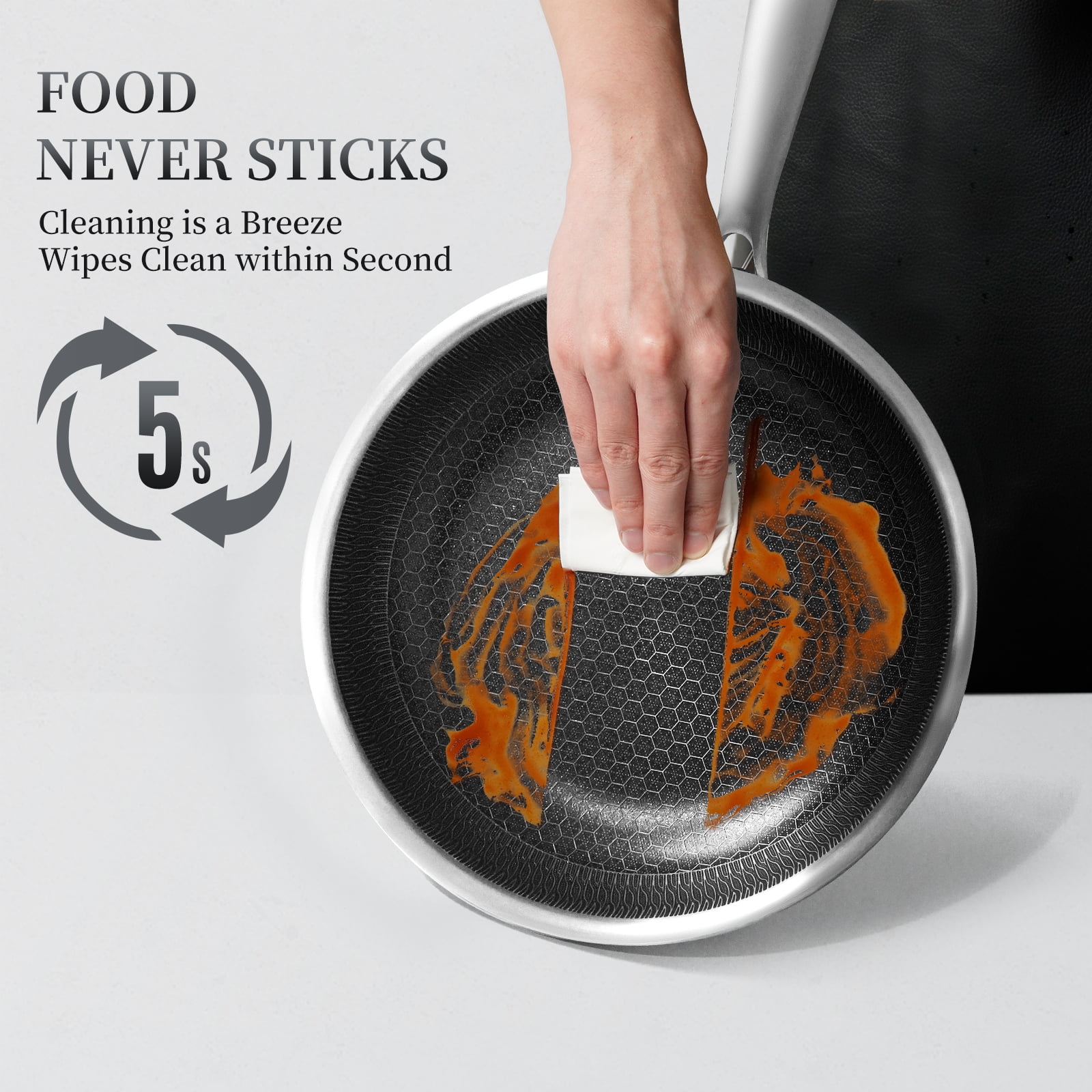 Innerwell 11 inch Stainless Steel Nonstick Saute Pan with Lid Omelet Pan for Gas Electric Induction Ceramic Stoves - Image 7