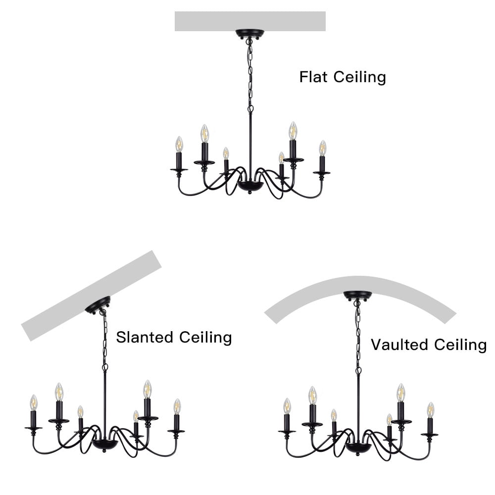 DingLiLighting 6 Light Farmhouse Chandelier Candle Stick Chandeliers Modern Black Pendant Light for Kitchen Island Industrial Iron Chandelier for Living Room Foyer Dining - Image 5