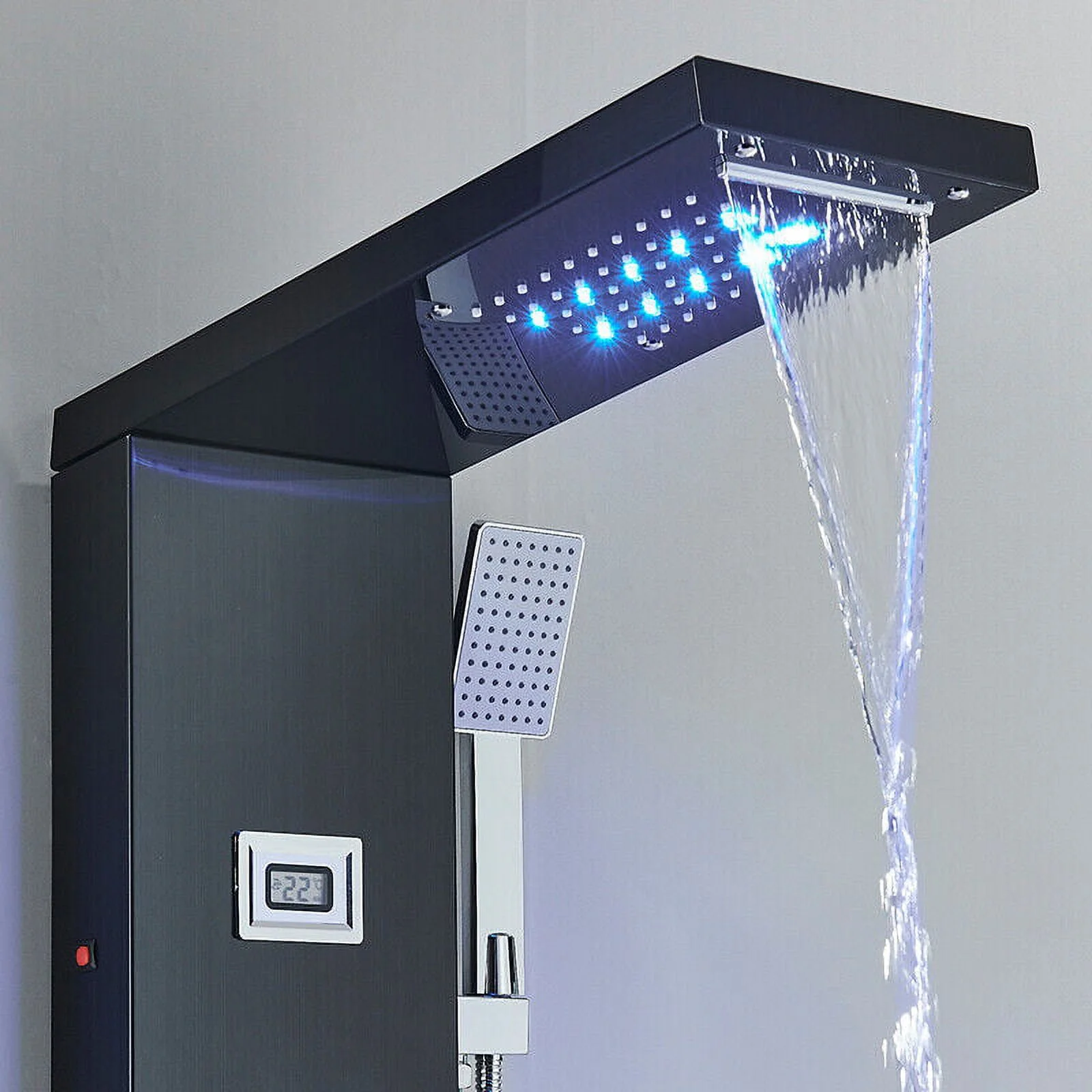Zovajonia LED Shower Panel Tower System, Multi-Functions Shower Tower, Waterfall Showerhead, Shower Jets, Stainless Steel Rain Shower System Oil Rubbed Bronze - Image 8