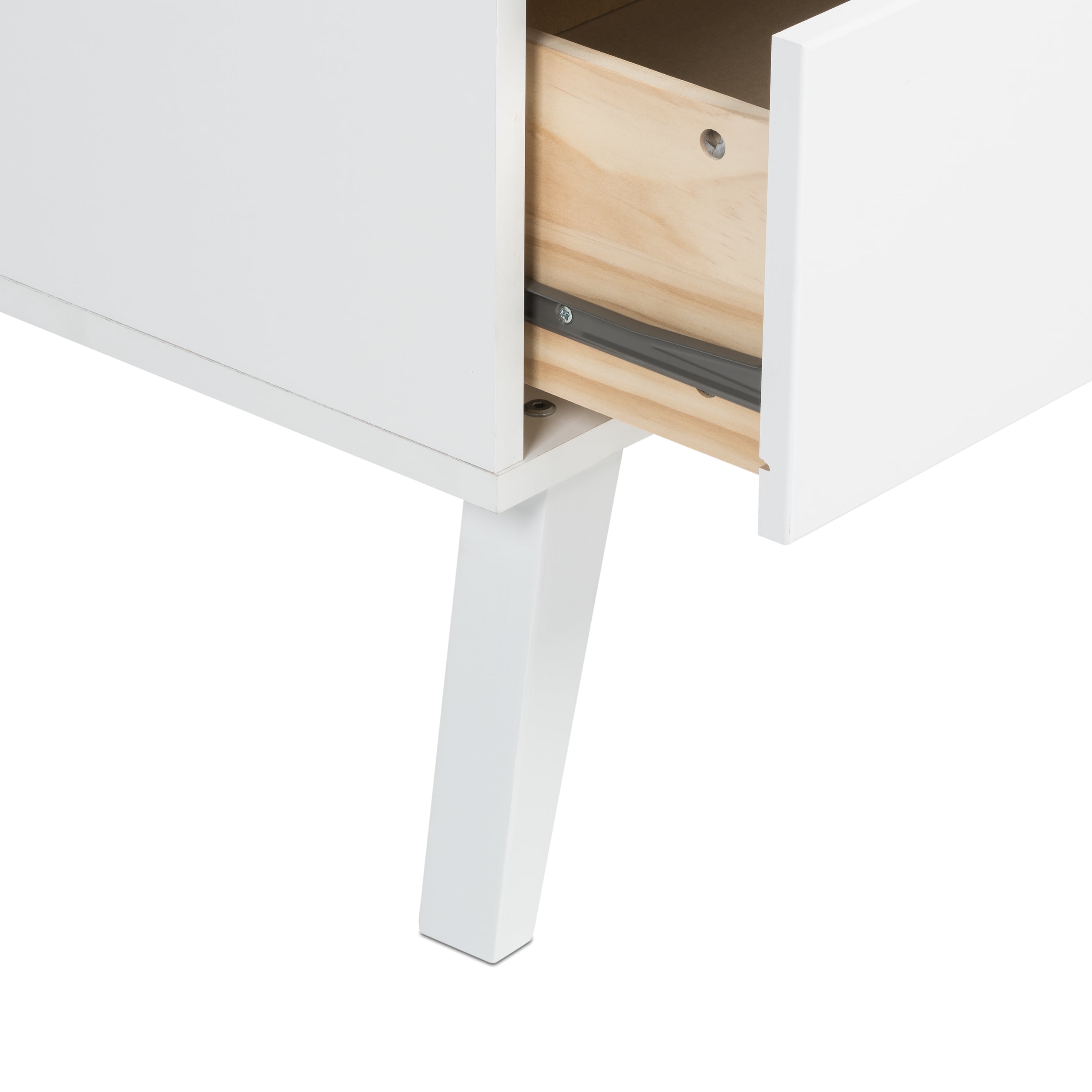 Prepac Milo Mid-Century Modern 2-Drawer Nightstand, 16"D x 25"W x 25"H, White - Image 14