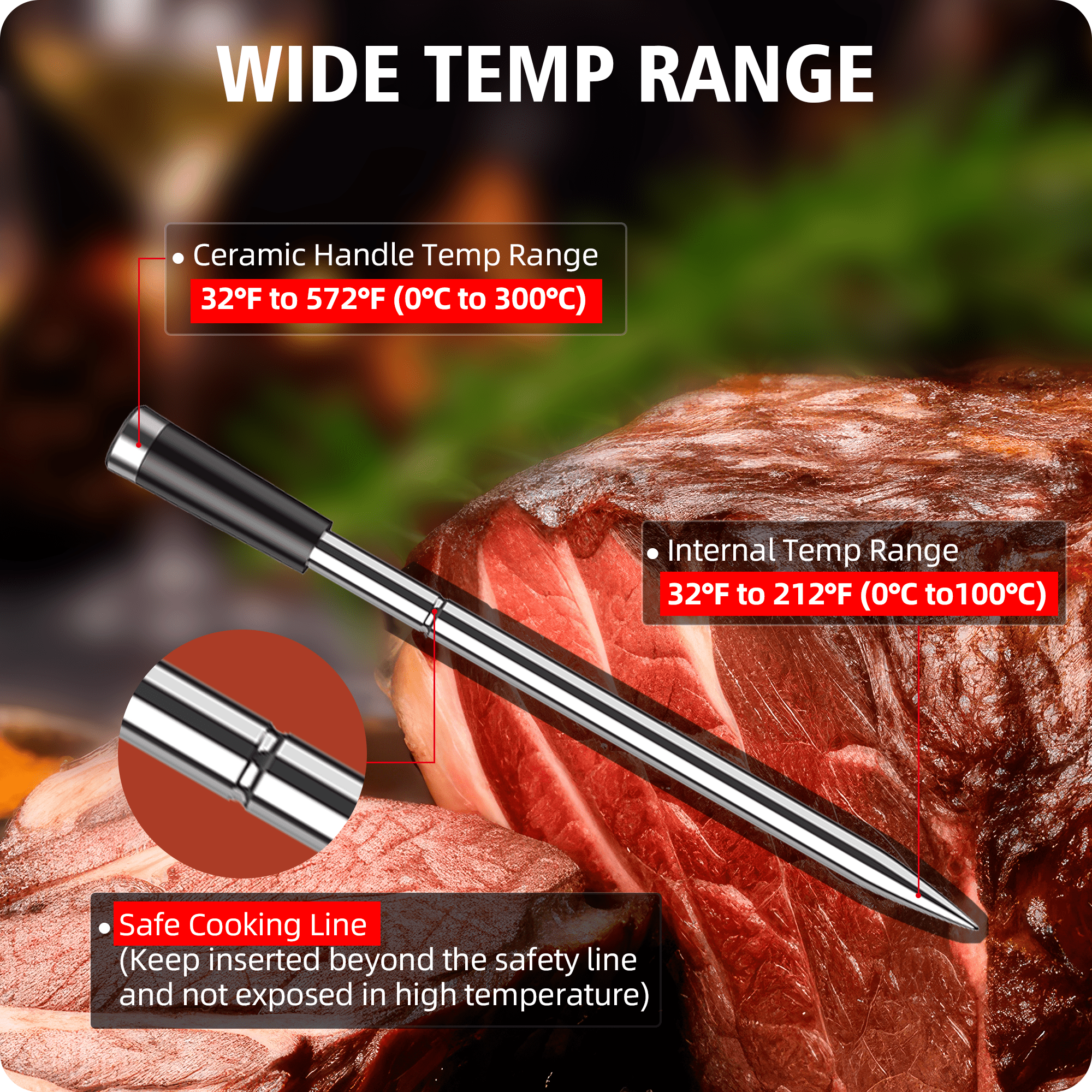 BFOUR 2 Probe Bluetooth Wireless Meat Thermometer for BBQ Oven Grill Kitchen Smoker Rotisserie - Image 7