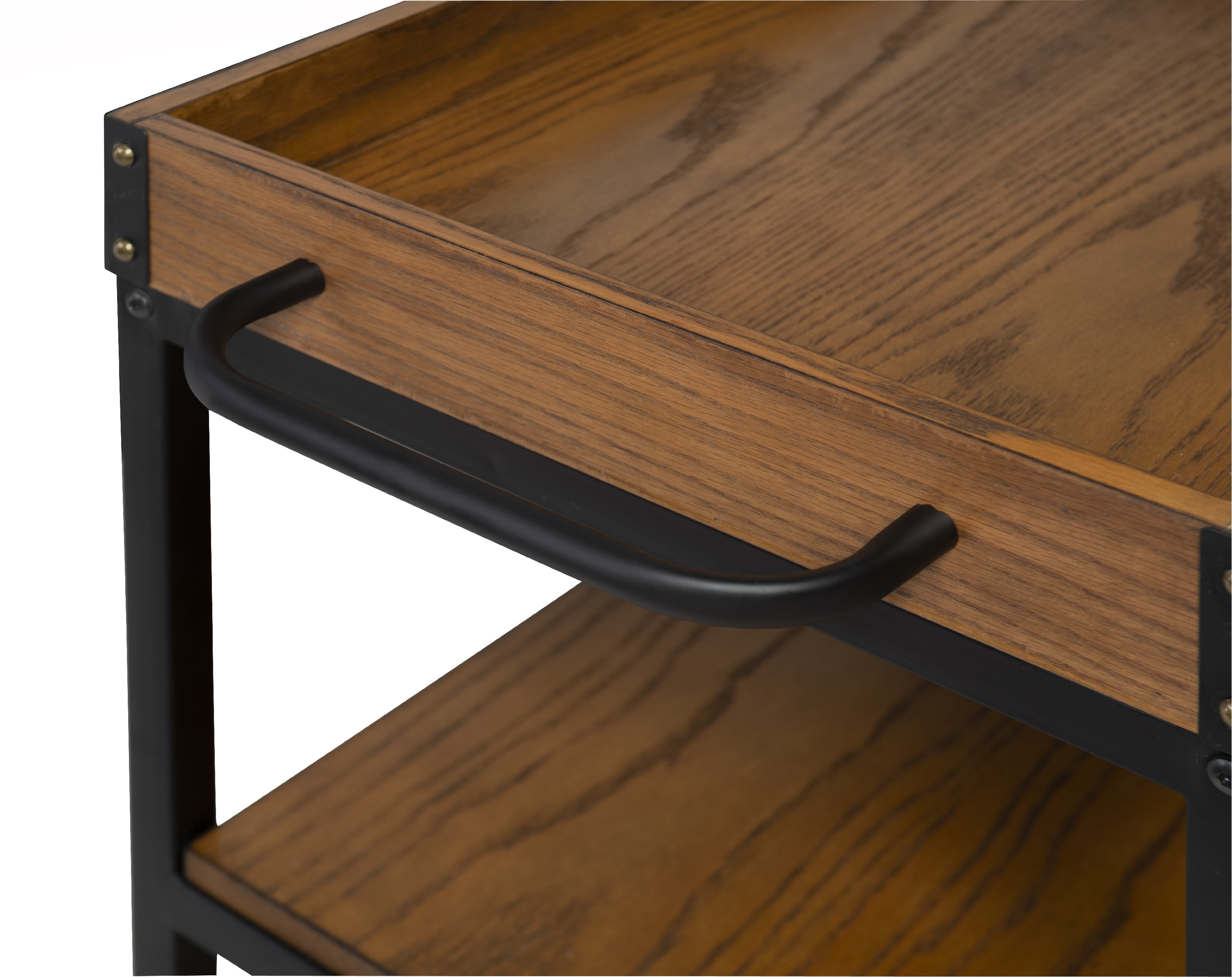 Linon Honton 3-Tier Mobile Bar Cart with Wine Storage & Open Shelving, 36.5" Tall, 43 lb, Black - Image 10