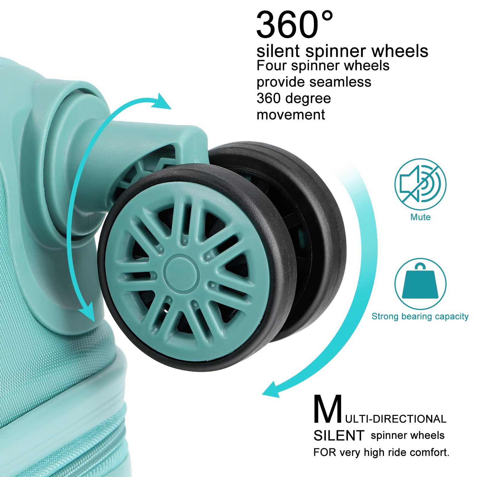 Hikolayae Wave Collection Hardside Spinner Luggage Sets in Slight Mint, 3 Piece - TSA Lock - Image 4