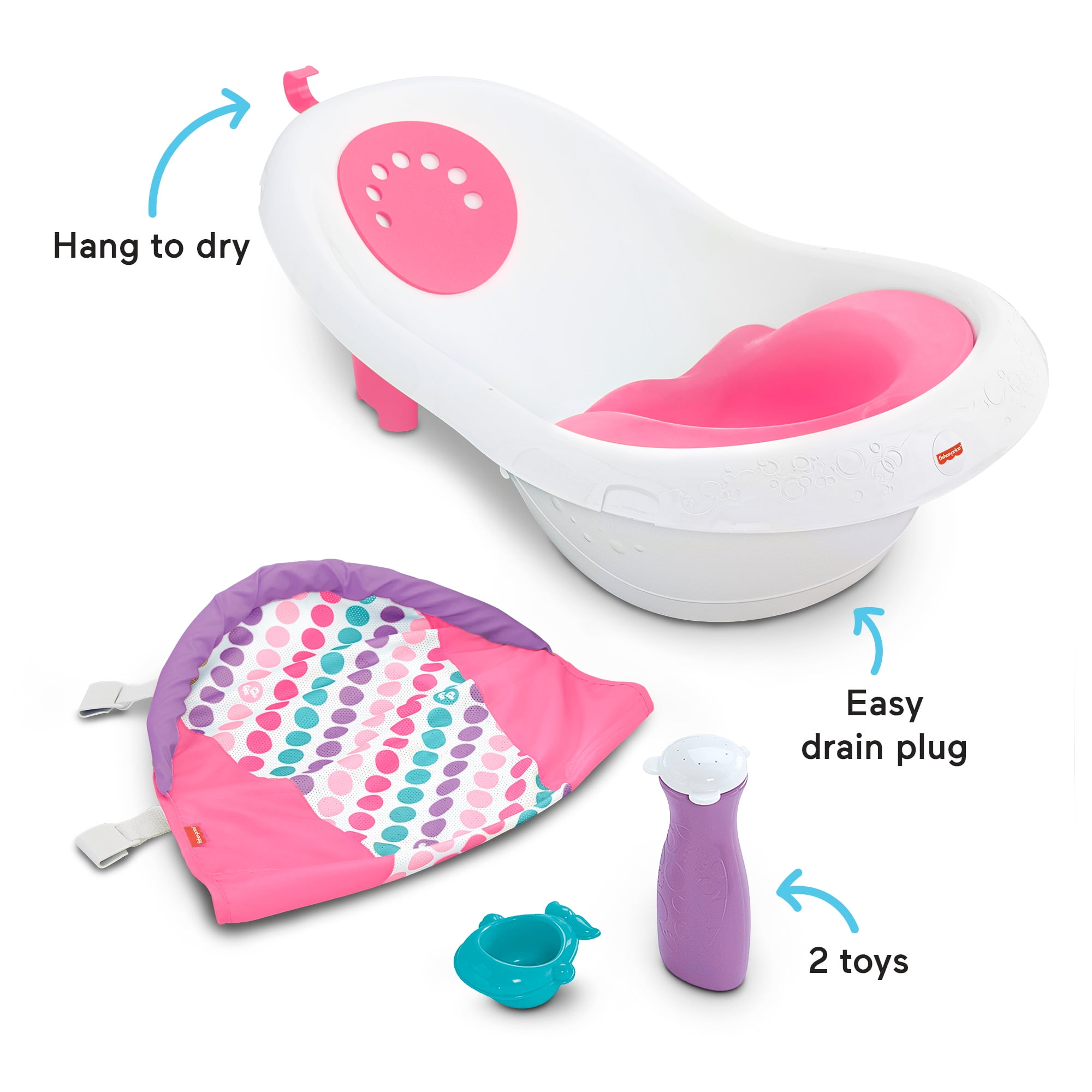 Fisher-Price 4-in-1 Sling 'n Seat Baby Bath Tub Pink - Image 4