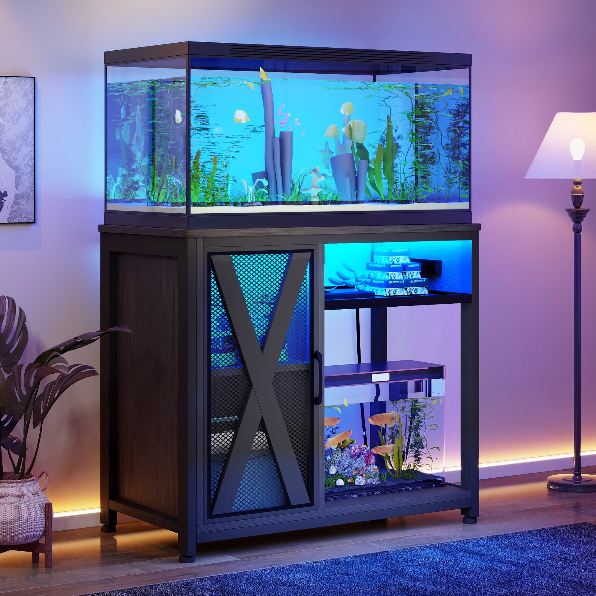 Uforic 40-50 Gallon Fish Tank, Aquarium Stand with Power Outlets and LED Light, 680LBS Capacity, Black - Image 6