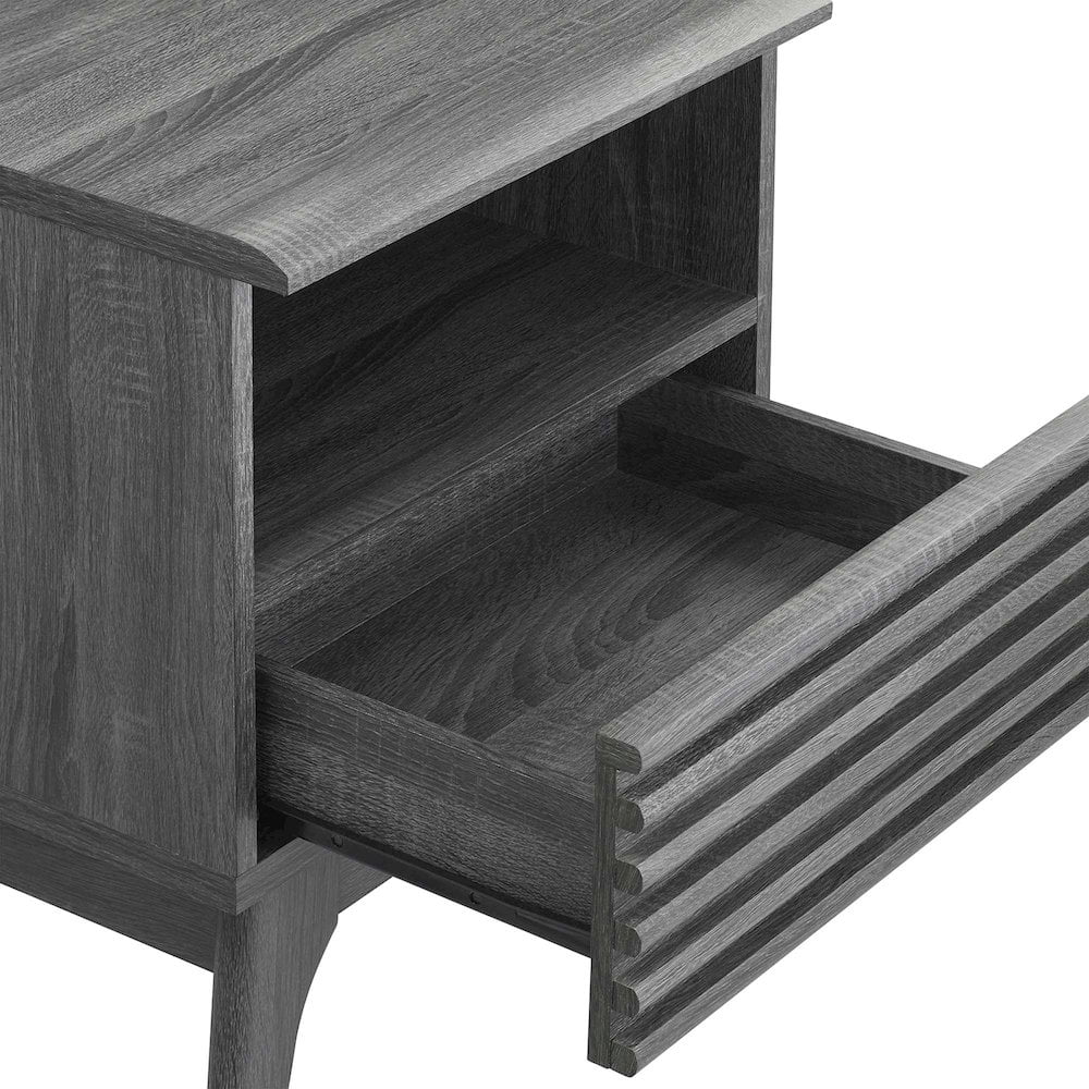 Modway Render Modern Particleboard Wood Nightstand - Charcoal Finish - Image 7