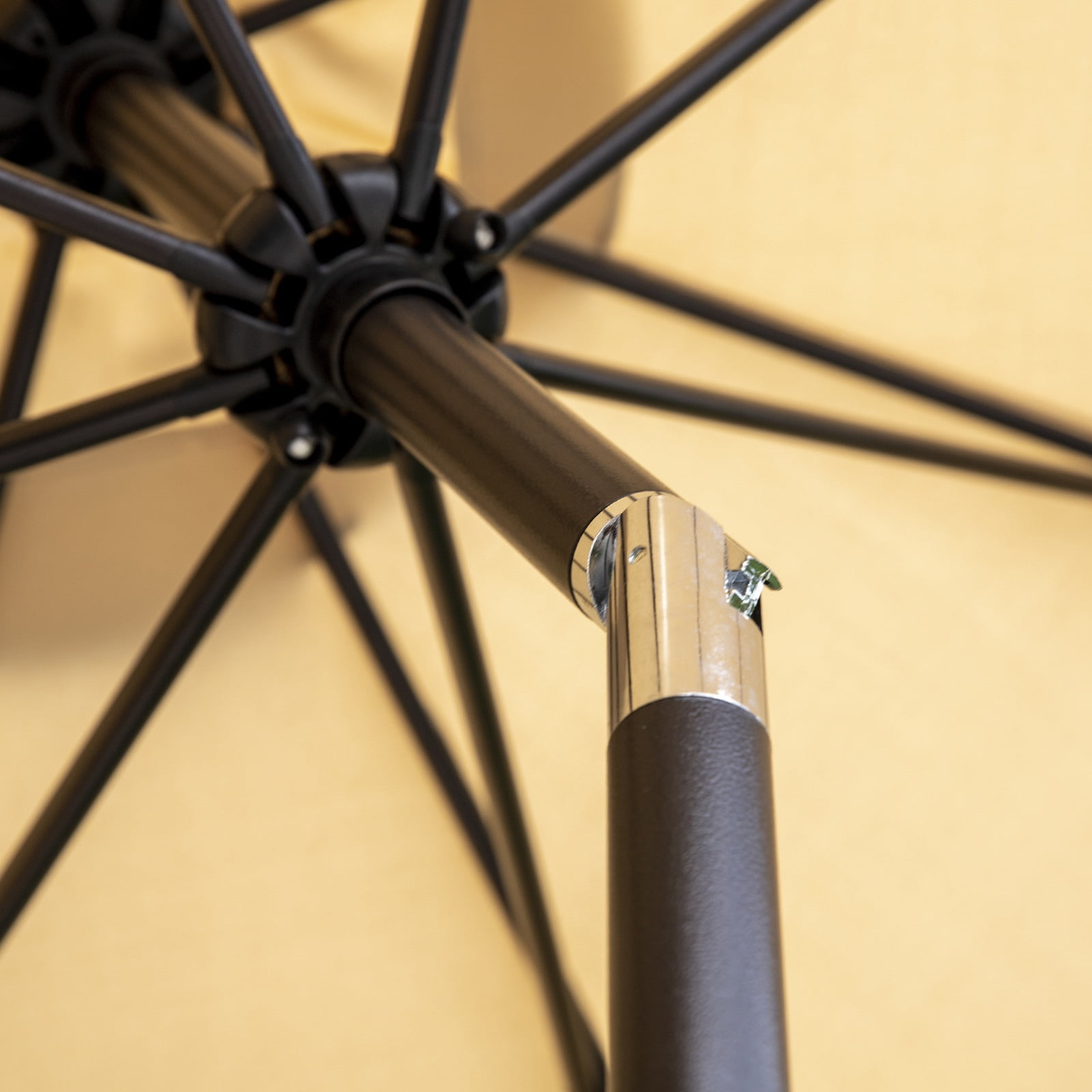 MF Studio 9ft Patio Umbrella with 8 Sturdy Ribs with Push Button Tilt/Crank Outdoor Market Table Umbrellas Beige - Image 9