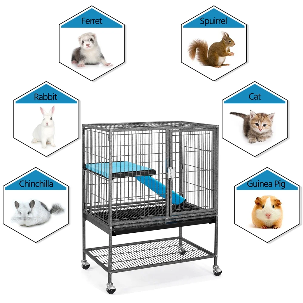 Alden Design Metal Animal Cage with Wheels for Adult Rats/Ferrets/Chinchillas/Guinea Pigs, Black - Image 5