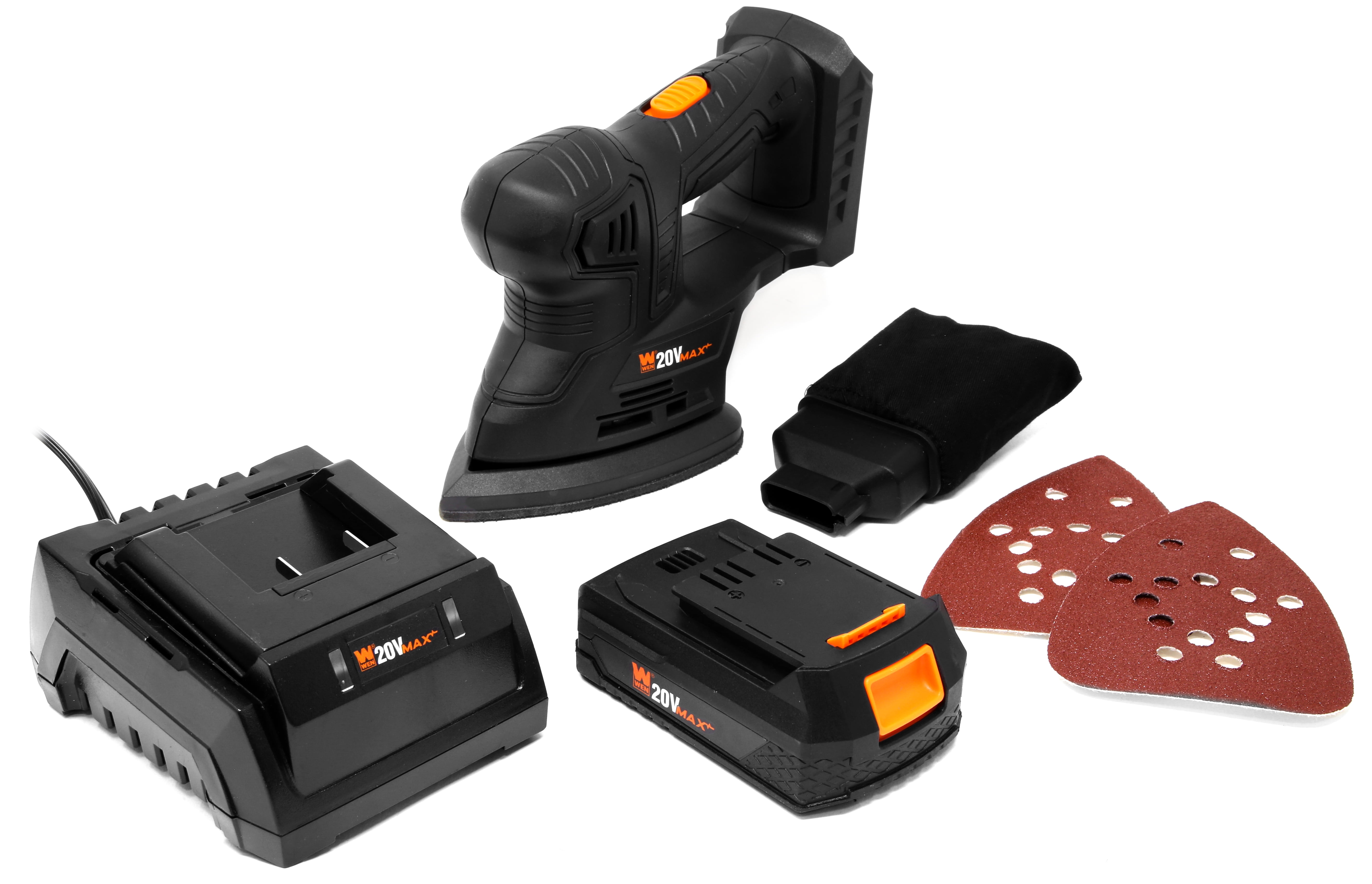WEN 20401 20V Max Cordless Detailing Palm Sander with 2.0 Ah Lithium-Ion Battery and Charger - Image 5
