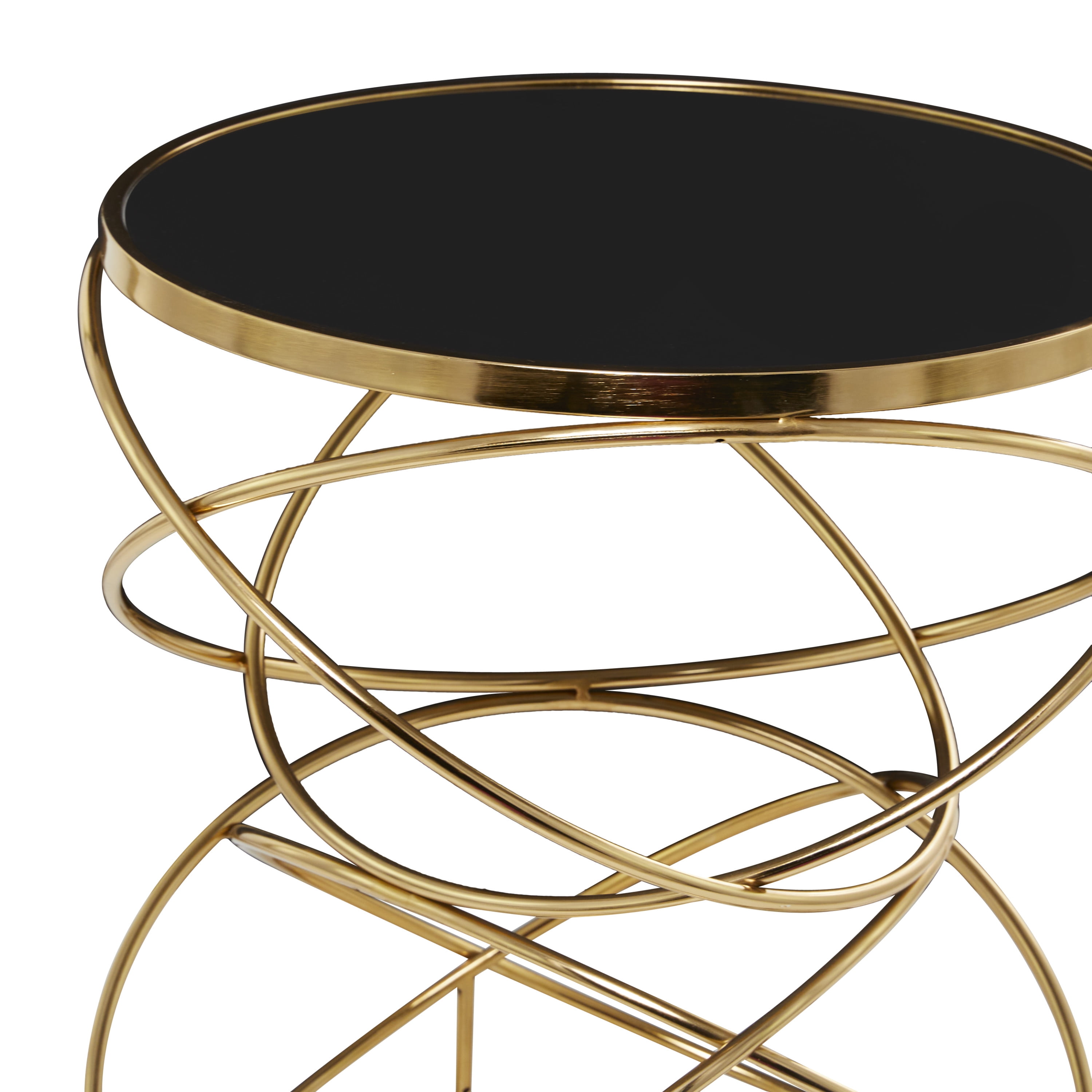 DecMode 20" x 24" Black Marble Accent Table with Spiral Base, 1-Piece - Image 2