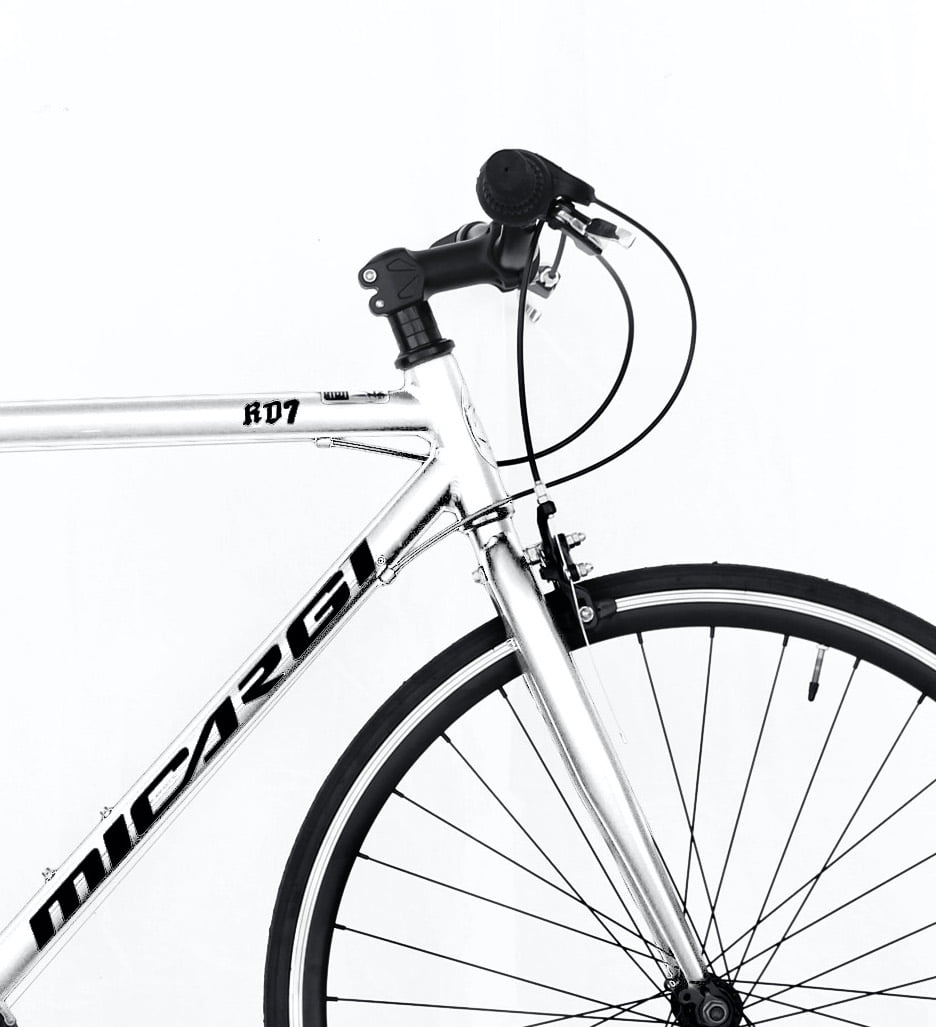 Wonder Wheels Road Bike 700C 53 cm Aluminum Frame White Shimano Tx-35 7 Speed Alloy Black Rims, Black Spokes 700C*1.5*14G*32H Tire: Black - White - Image 3