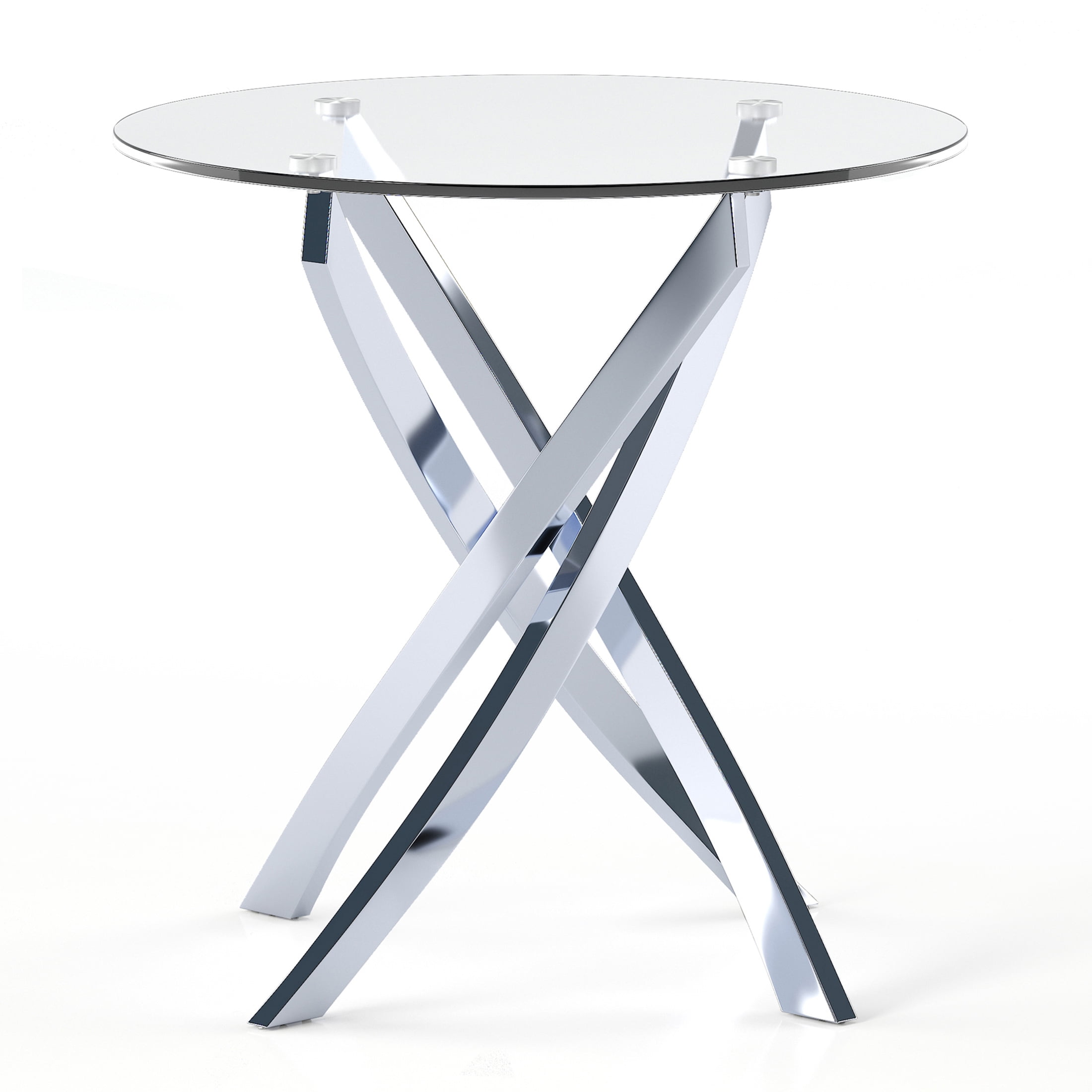 Furniture of America Gisela Glass Top End Table, Chrome - Image 4