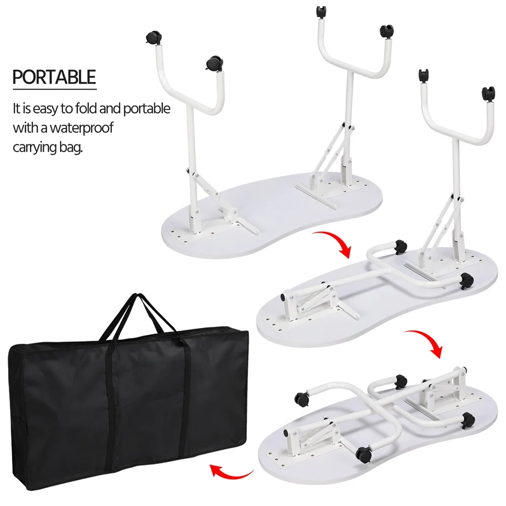 Alden Design Folding Manicure Table Nail Beautician Desk with Lockable Wheels & Bag - Image 2