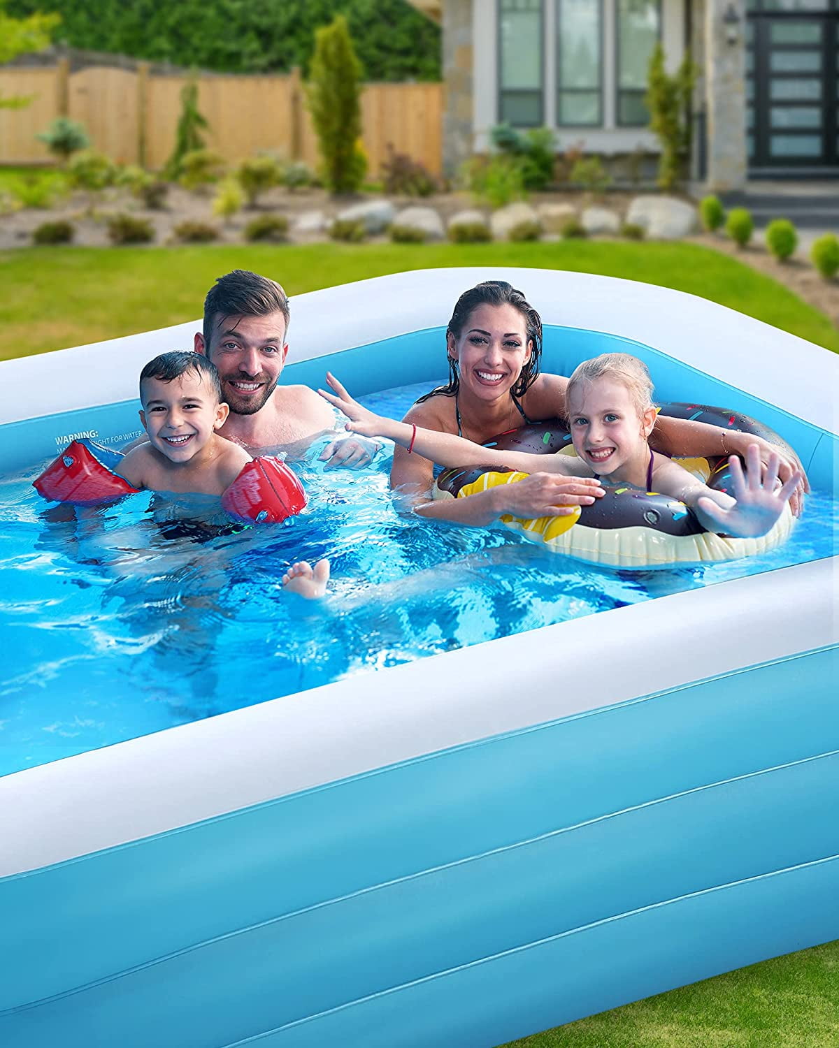 Naipo 95In Inflatable Swimming Pool Family Inflatable Pool Full-Sized Blow Up Pool Square Easy Set 95''*56''*22'' For Summer Play - Image 4