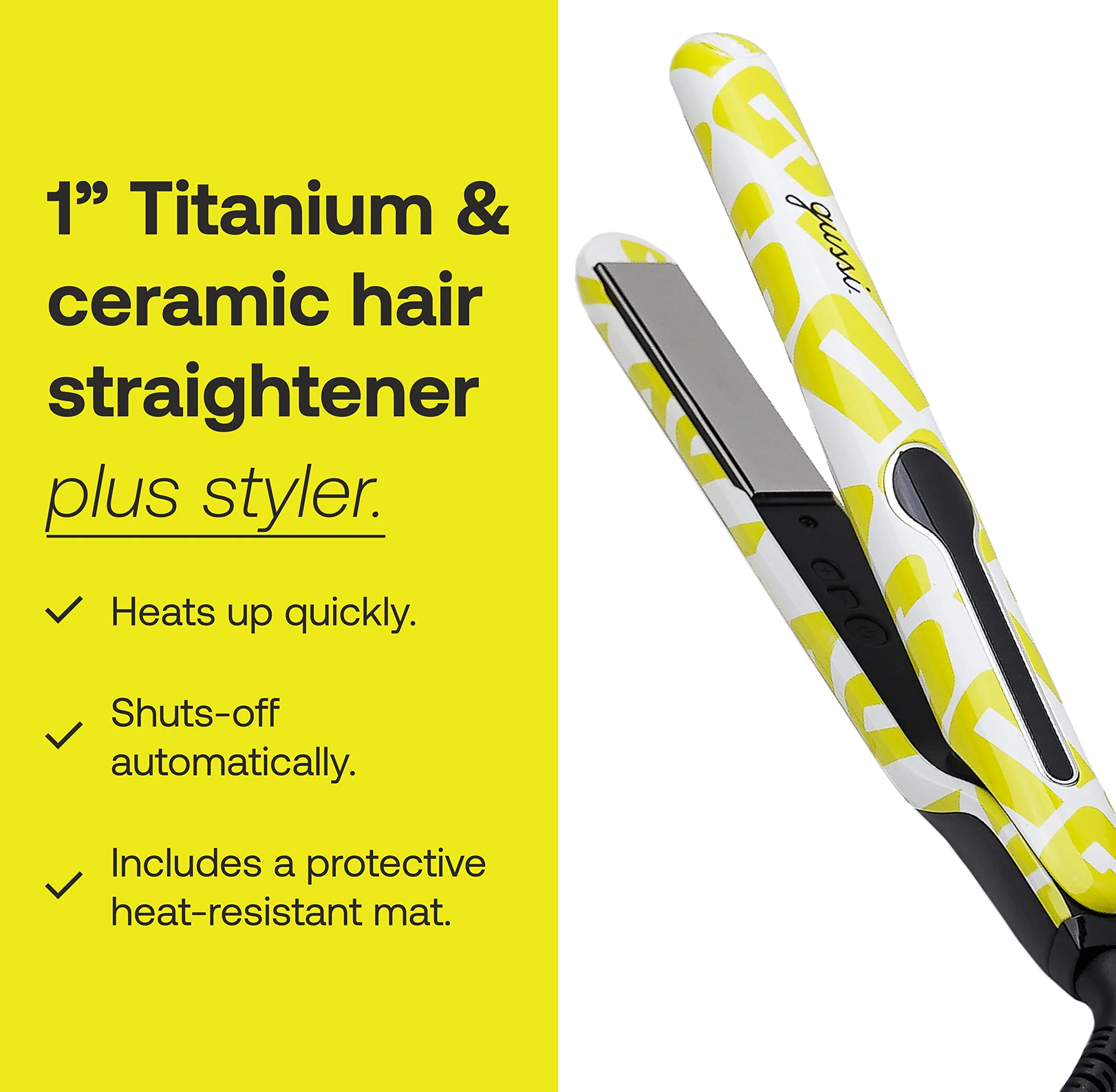 Gussi Hair Mane Squeeze 1" Titanium & Ceramic Flat Iron Hair Straightener - Image 4