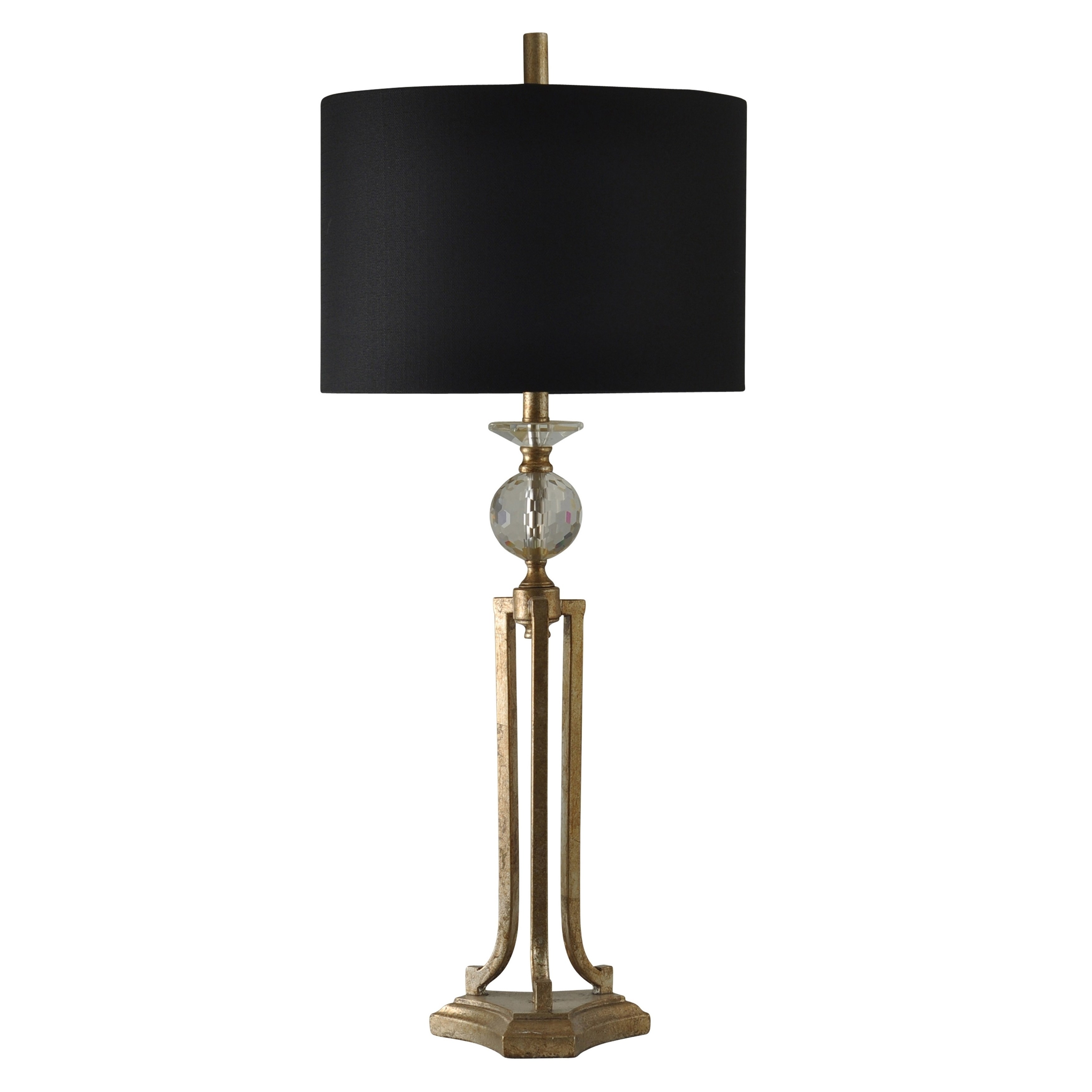Table Lamp - Vintage Gold Finish - Black Hardback Fabric Shade - Image 2