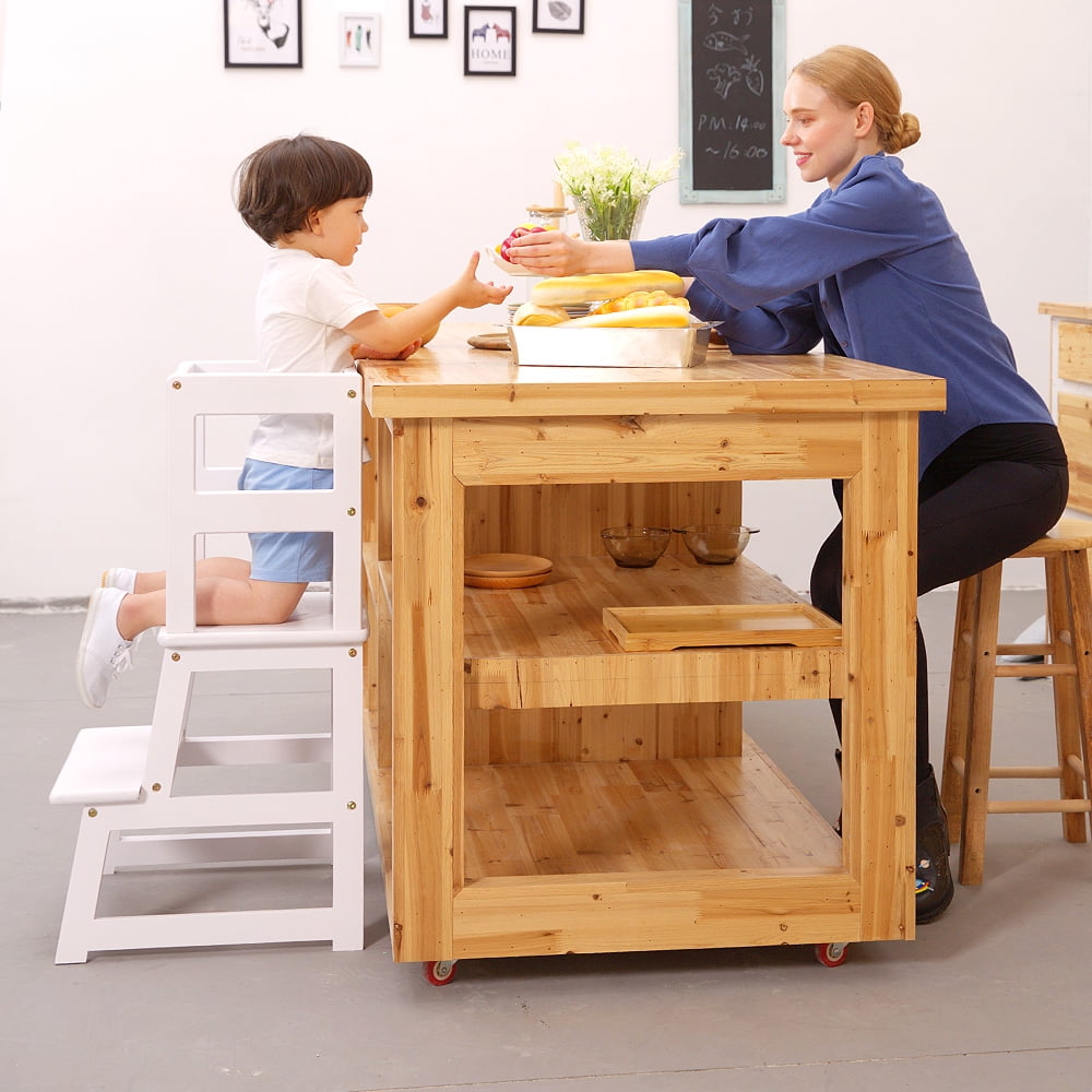 Kitchen Step Stool with Safety Rail & Anti-Slip Mats, SDADI Kids Step Stool &Toddler Kitchen Stool for Children 18 Months and up, LT01W - Image 4