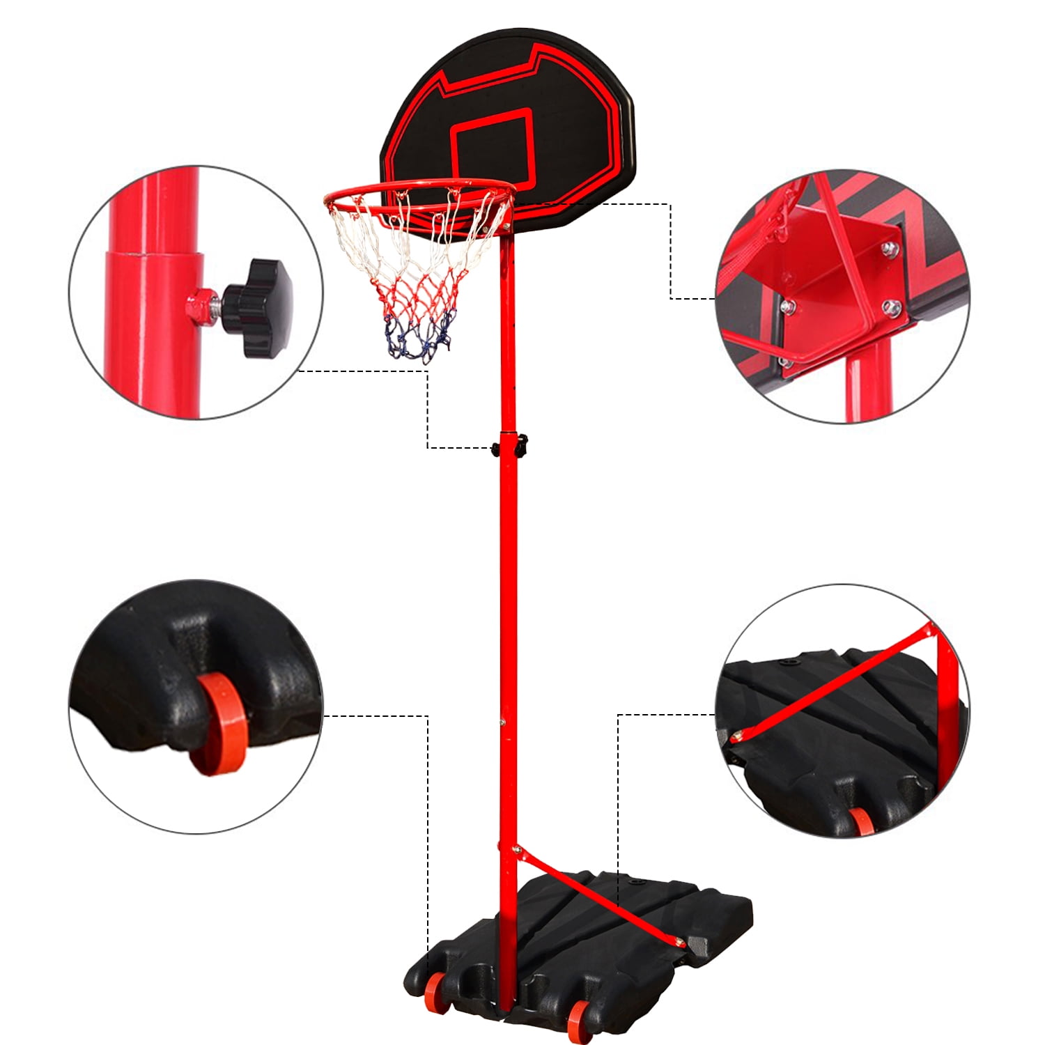 Sugift 5.2'-7' Adjustable Height Durable Outdoor Portable Basketball System (Child) - Image 4