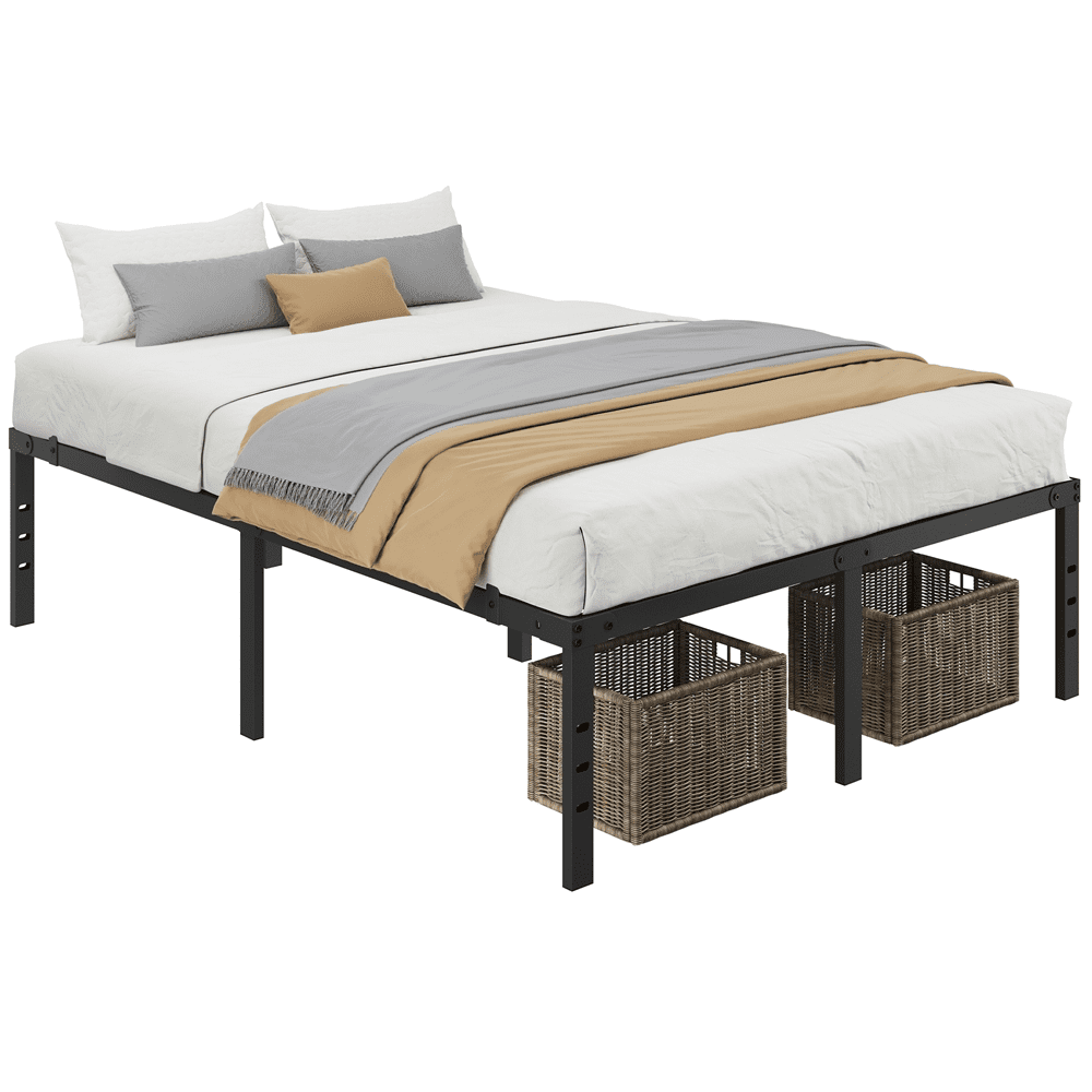 Yaheetech Queen Size 18'' Metal Platform Bed Frame with Steel Slat Support, Black - Image 5