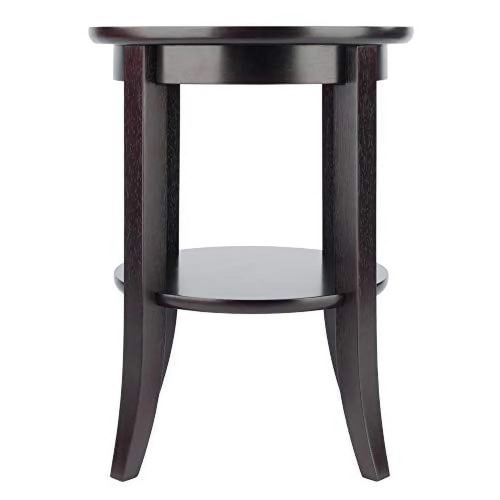Winsome Wood Genoa Round End Table with Glass Top, Espresso Finish - Image 2