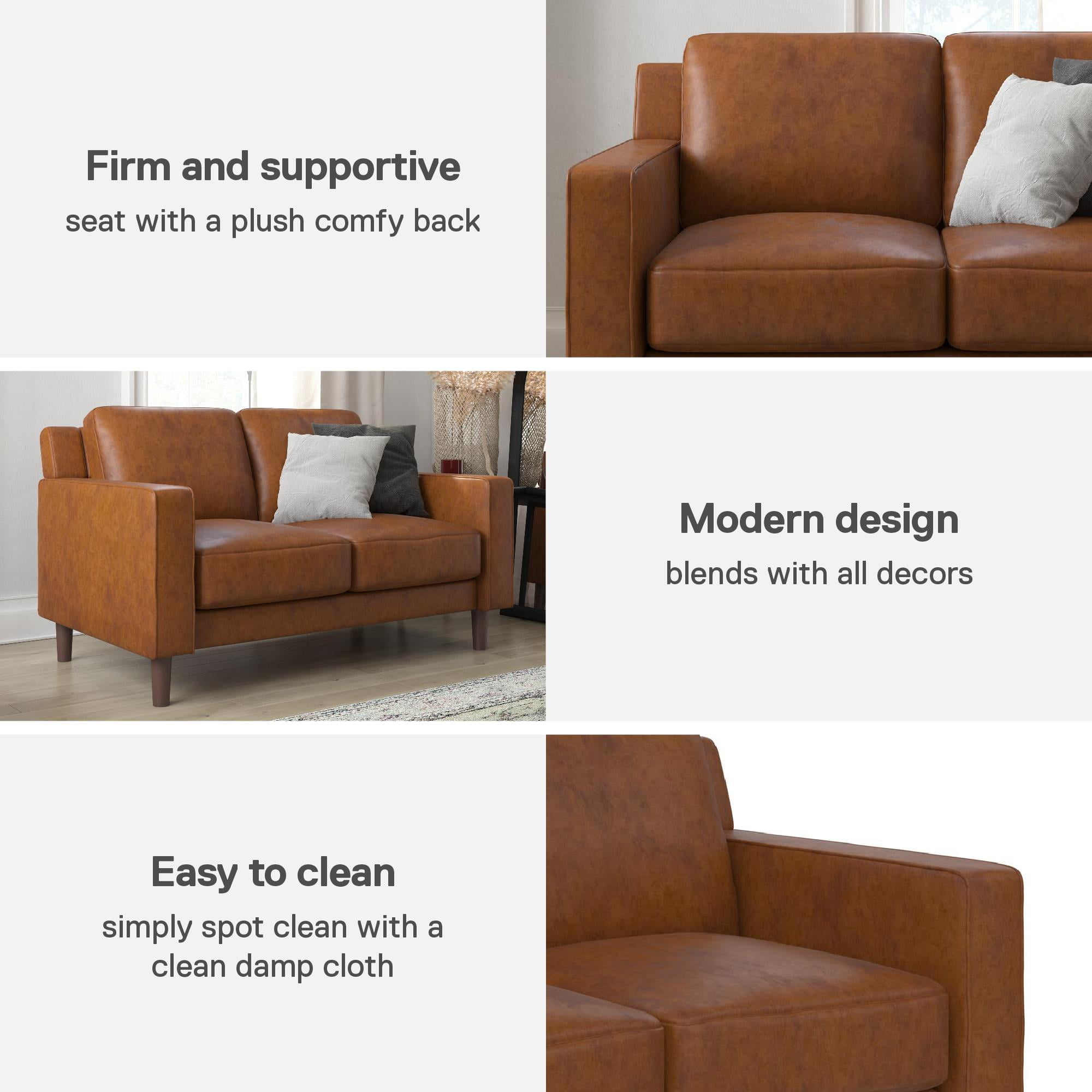 DHP Bryanna Loveseat 2 Seater Sofa , Camel Faux Leather - Image 10