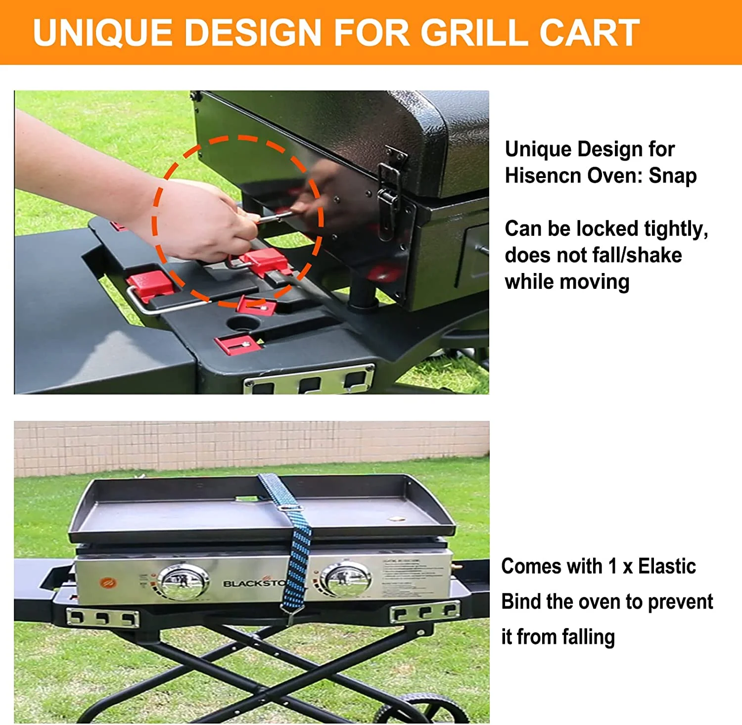 Searglow Portable Grill Cart for Weber Q1200, Q1000, Q2200, Q2000, Collapsible Griddle Stand for Blackstone 17" 22" Table Top Griddles, Outdoor Portable Folding Cart - Image 2