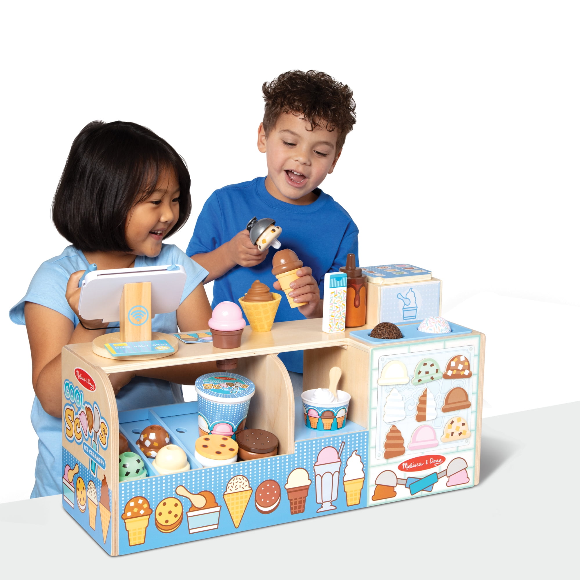 Melissa & Doug Cool Scoops Ice Creamery Wooden Counter with Play Food Preschool Toy - FSC Certified - Image 6