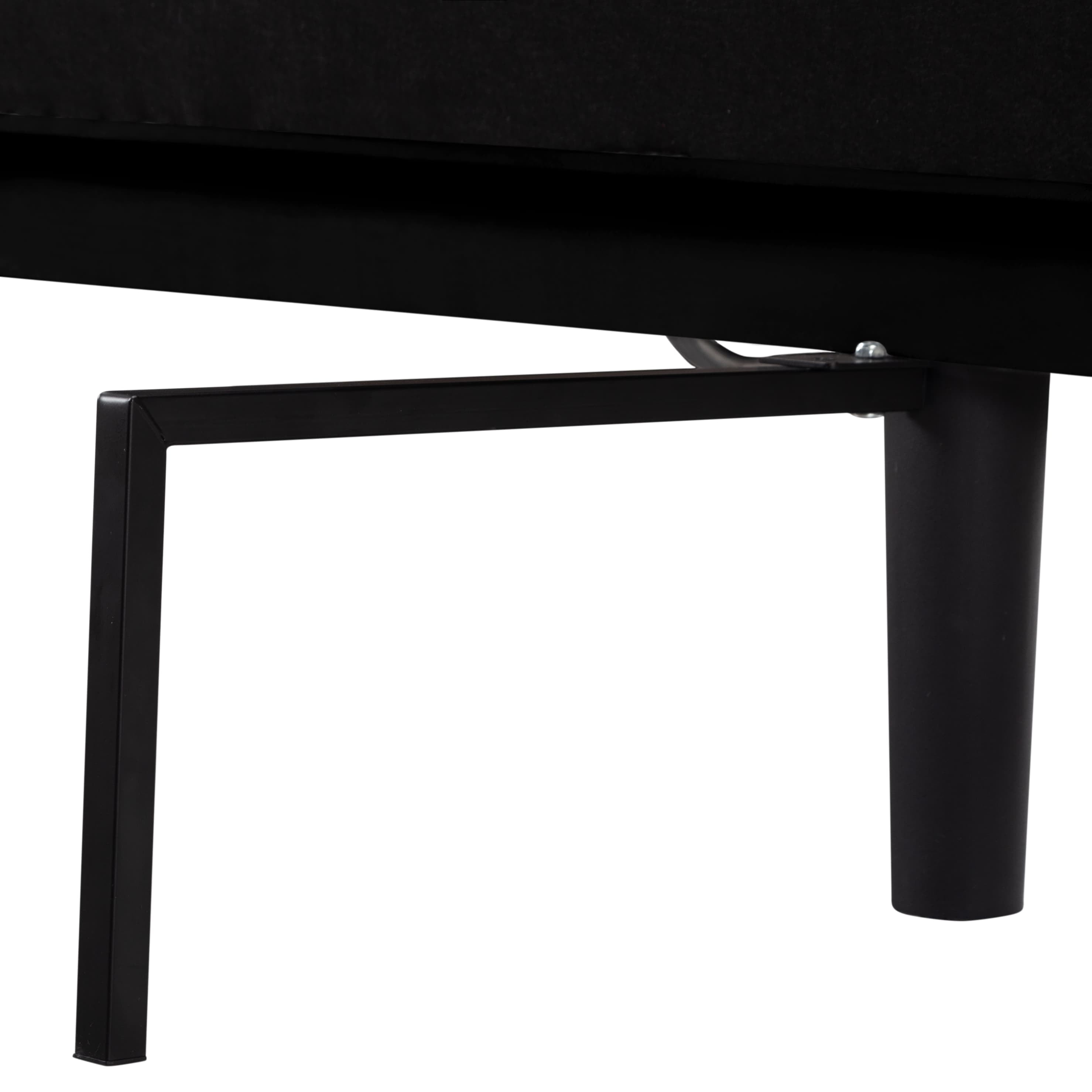 BSHTI Twin Size Futon Sleeper Sofa Bed,Velvet Upholstery,3 Angles for Adjusting Backrest,with 2 Cup Holders,Removable Arm,Convertible Sleeper Sofa(Black) - Image 6