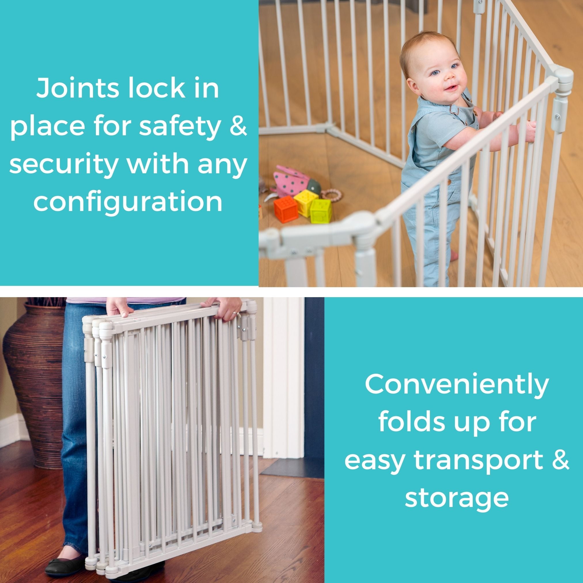 Toddleroo by North States 3-in-1 Superyard Baby Extra Wide Gate & Play Yard, Taupe Metal - Image 7