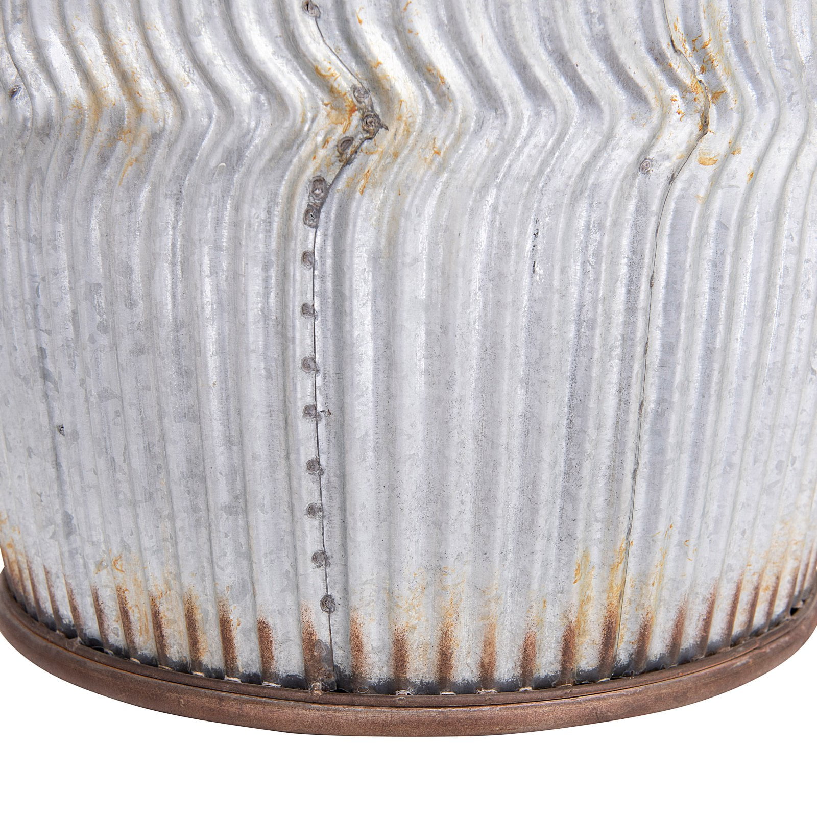 Round Metal Side Table with Rust Detail, Distressed White - Image 2