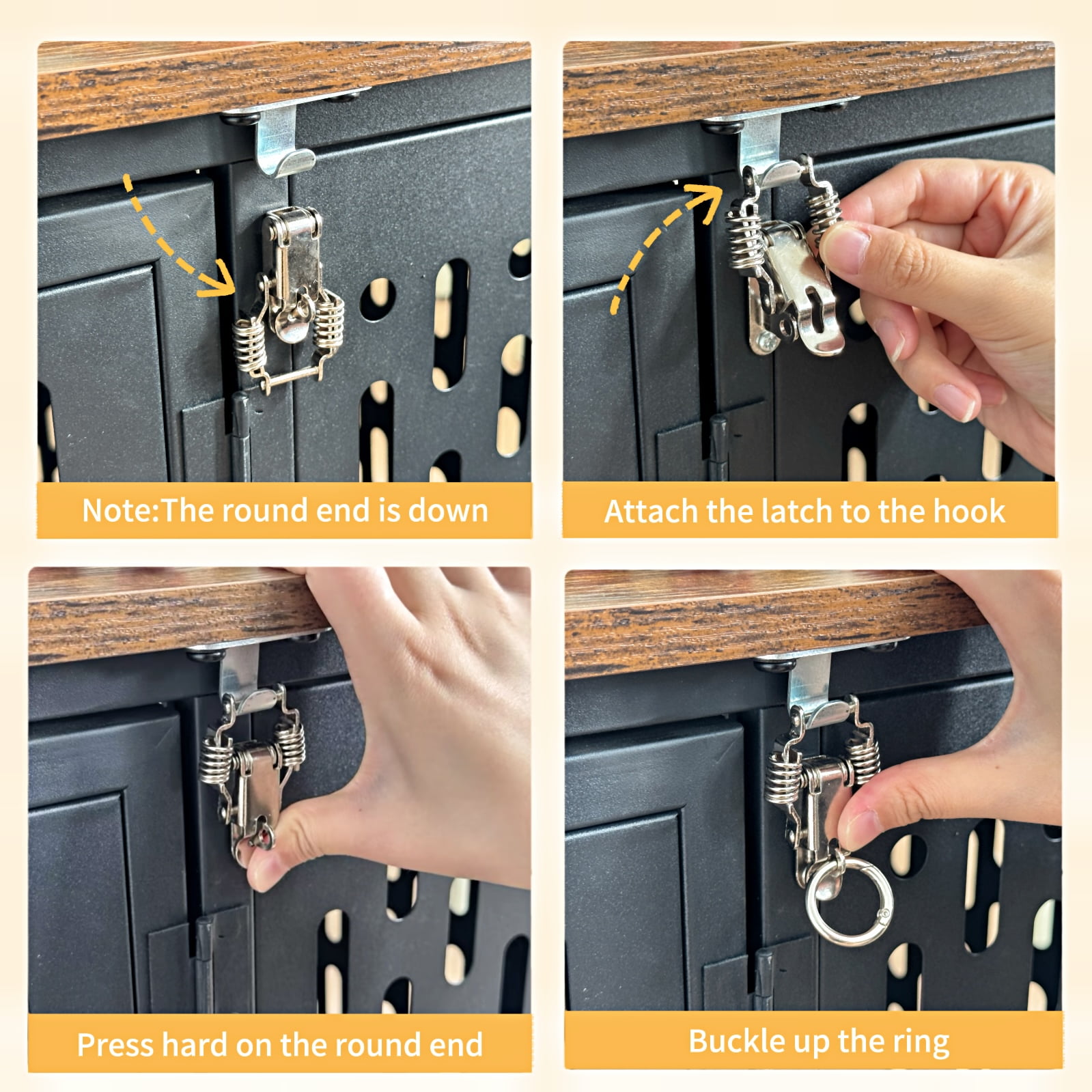 Naipo XL Heavy Duty Dog Crate Furniture, 43.7" Large Metal Dog Kennel, Chew Proof Prevent Escape for High Anxiety Dogs, Indoor Indestructible Dog Kennel, Rustic Brown - Image 3