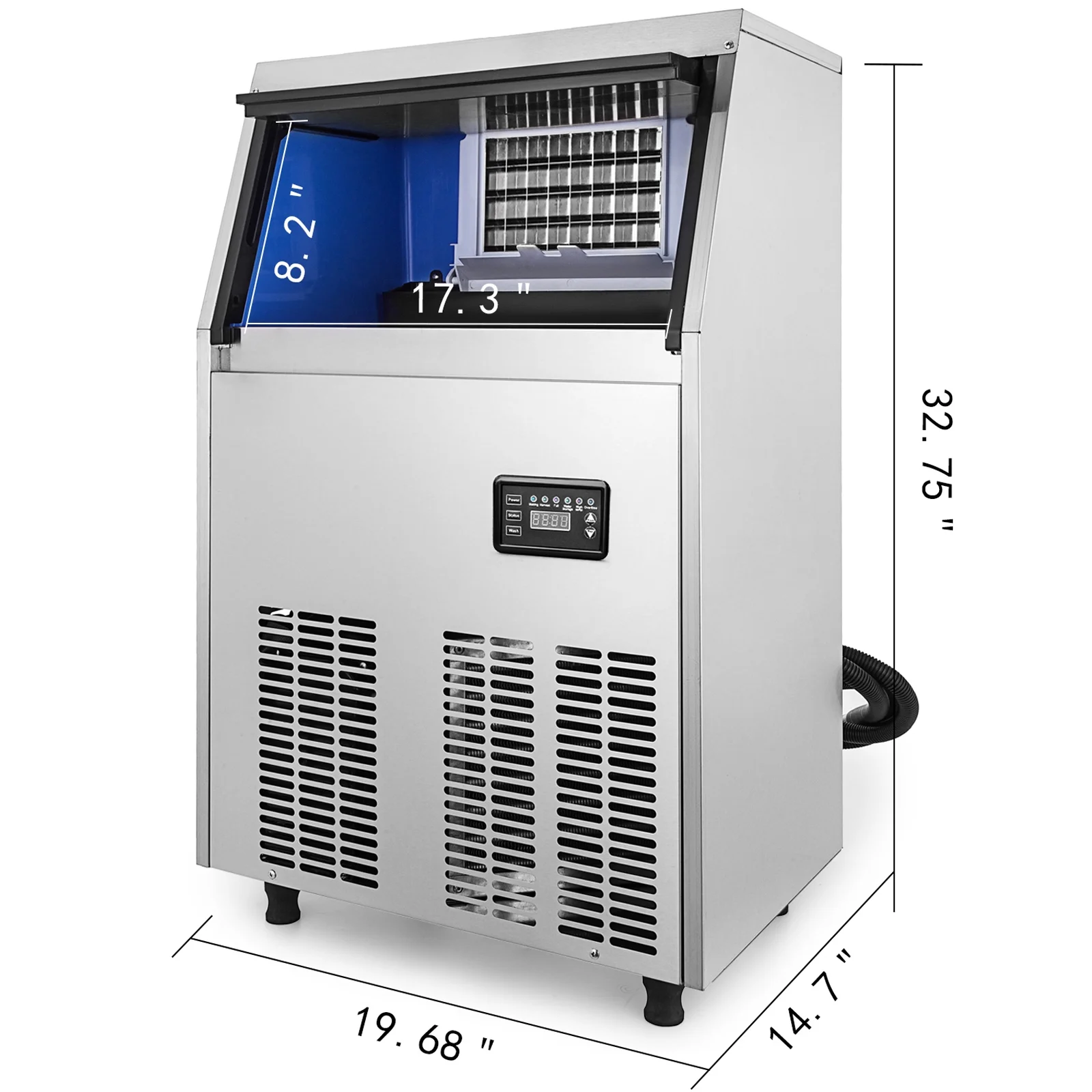 BENTISM New Commercial Ice Maker Auto Clear Cube Ice Making Machine 90-100 lbs 110V - Image 3