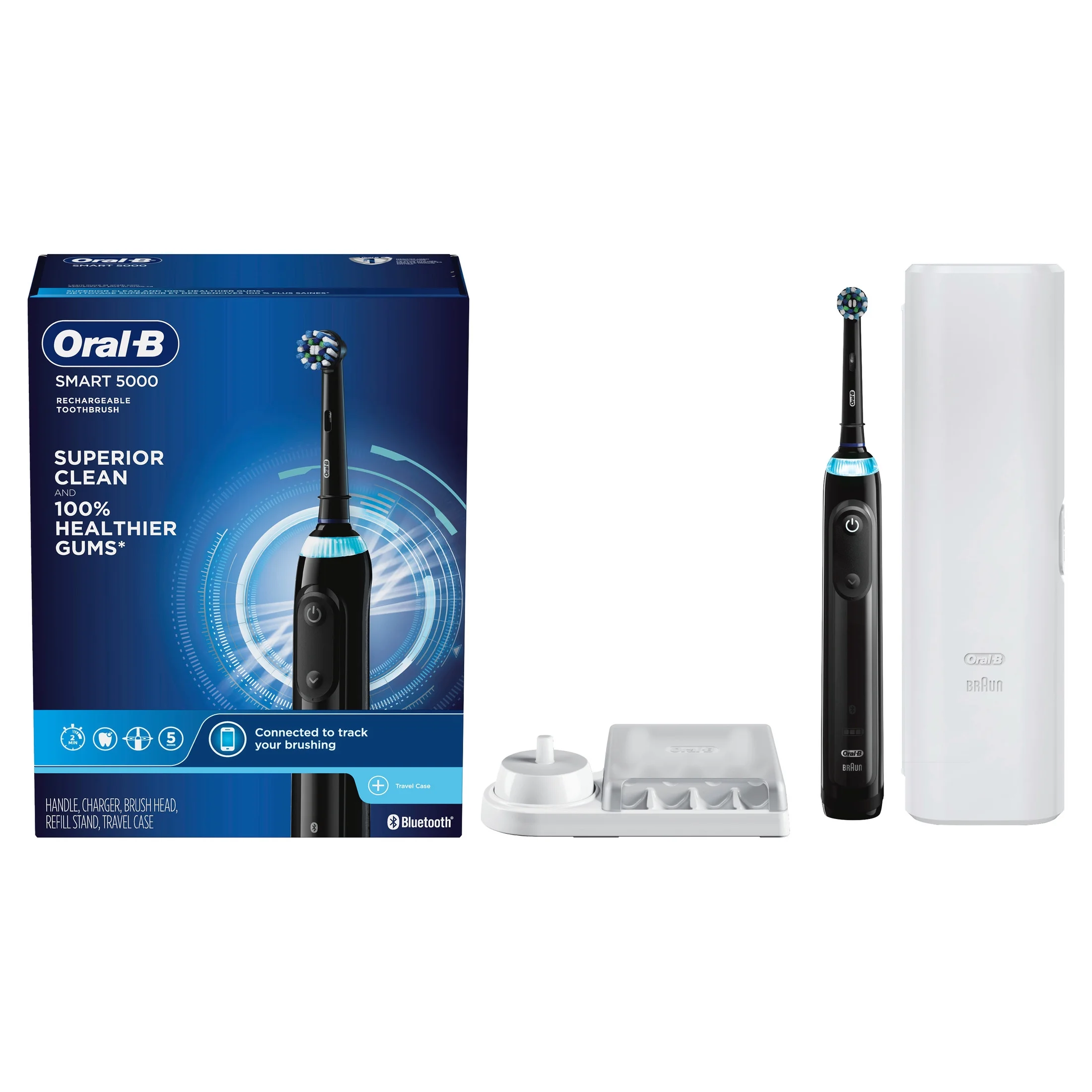 Oral-B Toothbrush, Pro 5000 Smartseries Power Rechargeable Electric Toothbrush with Bluetooth Connectivity - Black - Image 4