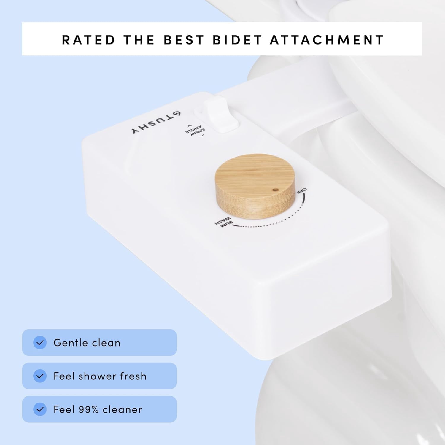 TUSHY Classic 3.0 Bidet Toilet Seat Attachment - Adjustable Water Cleaning Pressure - Brushed Nickel Knob - Image 9