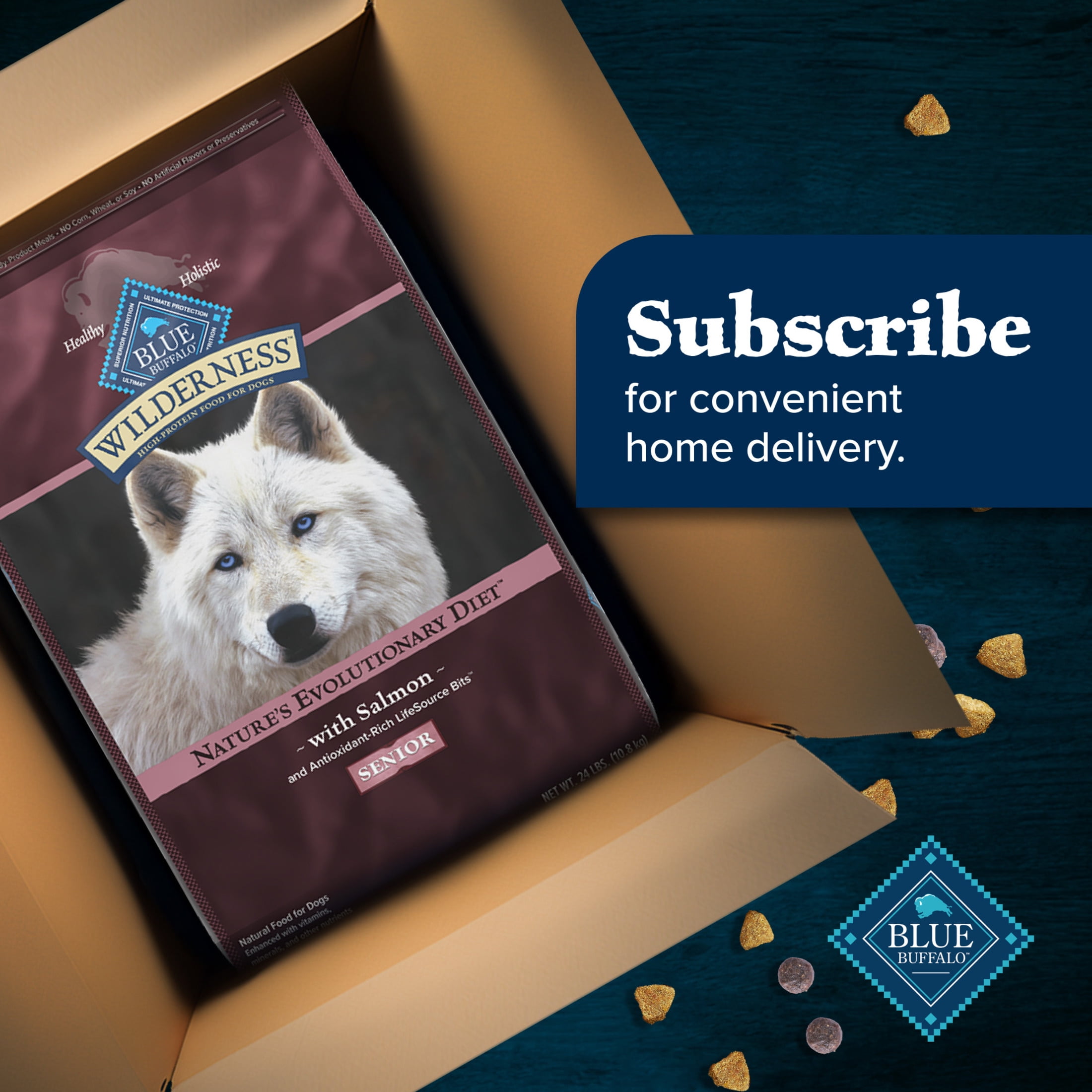 Blue Buffalo Wilderness High-Protein Natural Dry Food for Senior Dogs, Salmon Recipe, 24-lb. Bag - Image 4