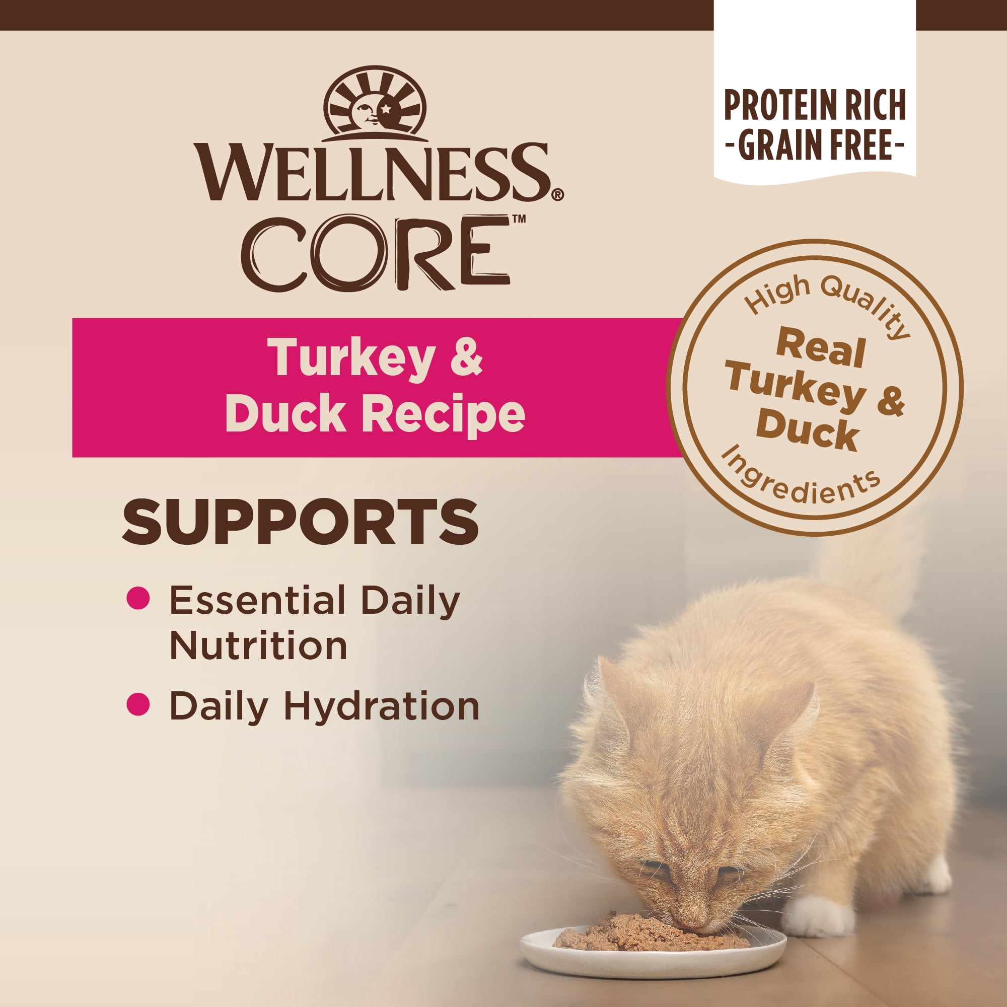 Wellness CORE Pate Adult Wet Cat Food, Natural, Protein-Rich, Grain Free, 5.5 Ounce, 24 Pack (Turkey & Duck) - Image 5